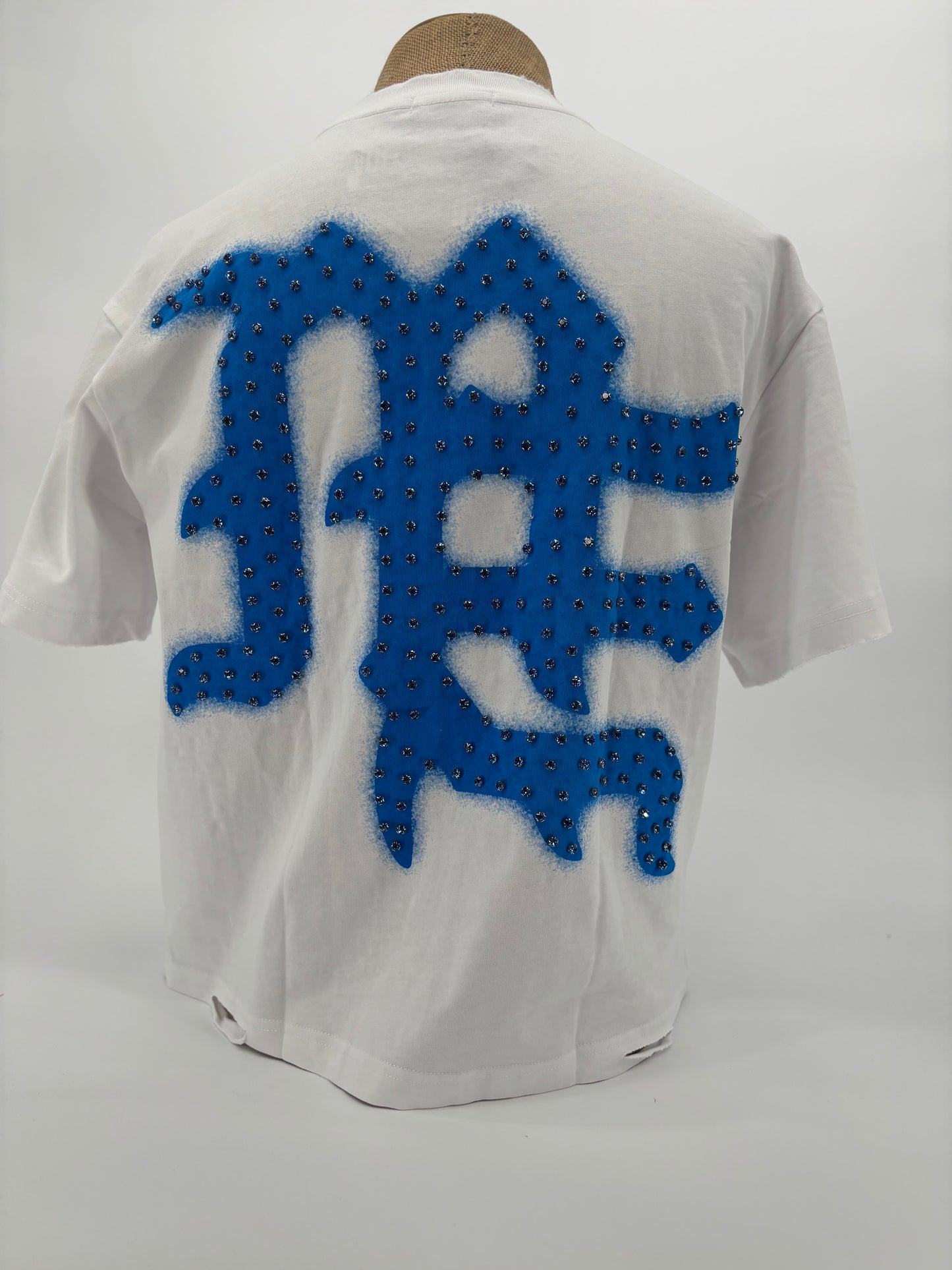 Mixed Emotions End Rhinestone Tee Blue