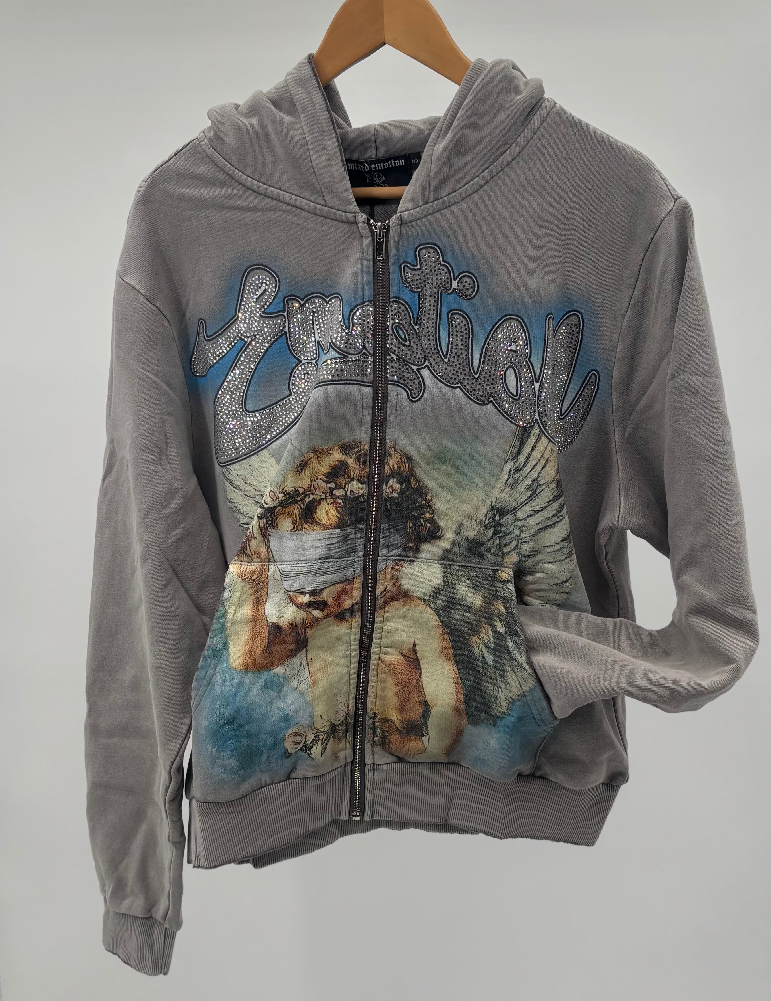 ME Rhinestone Hoodie Grey