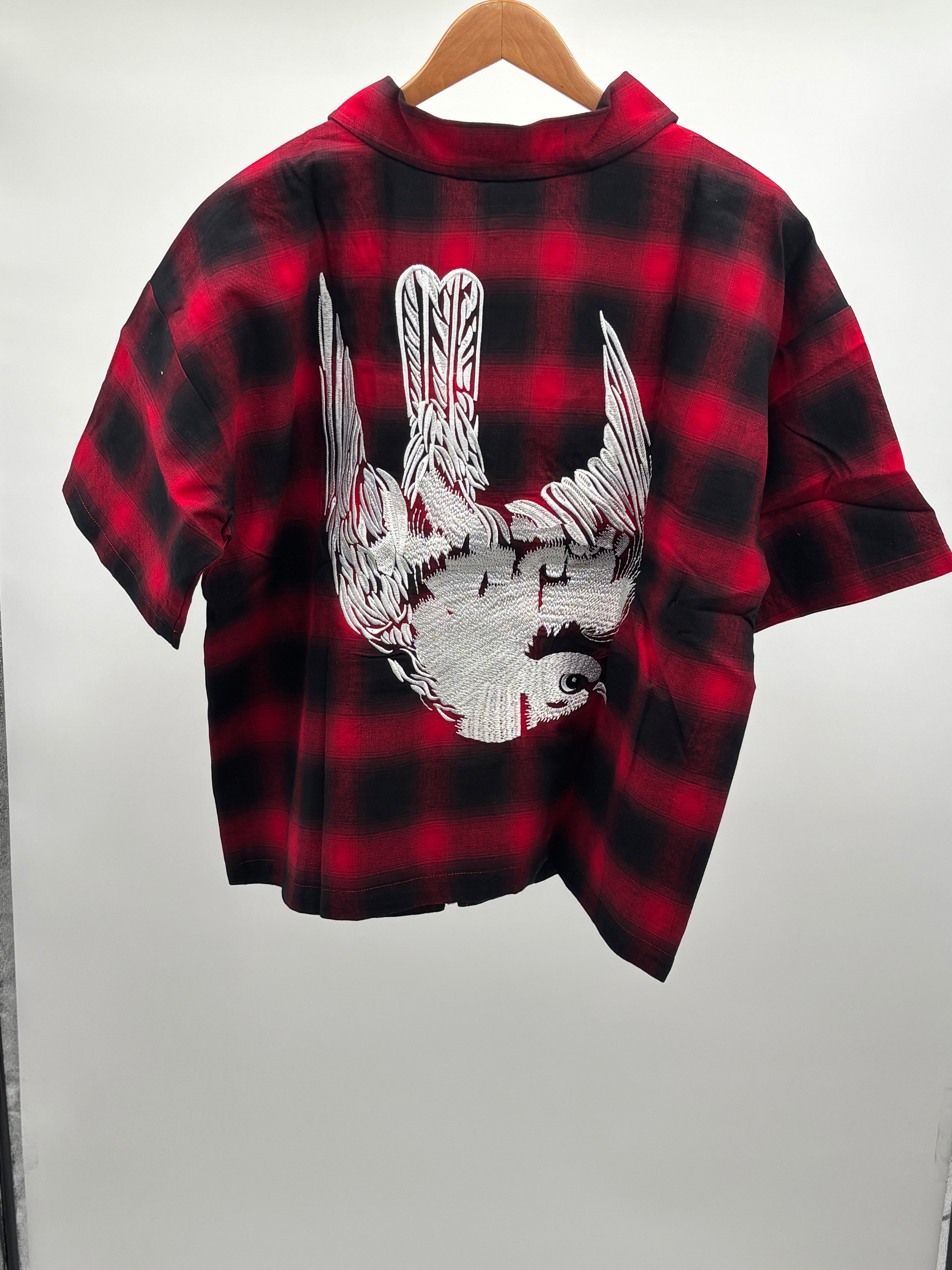 FR Studded Plaid Zip Shirt Red