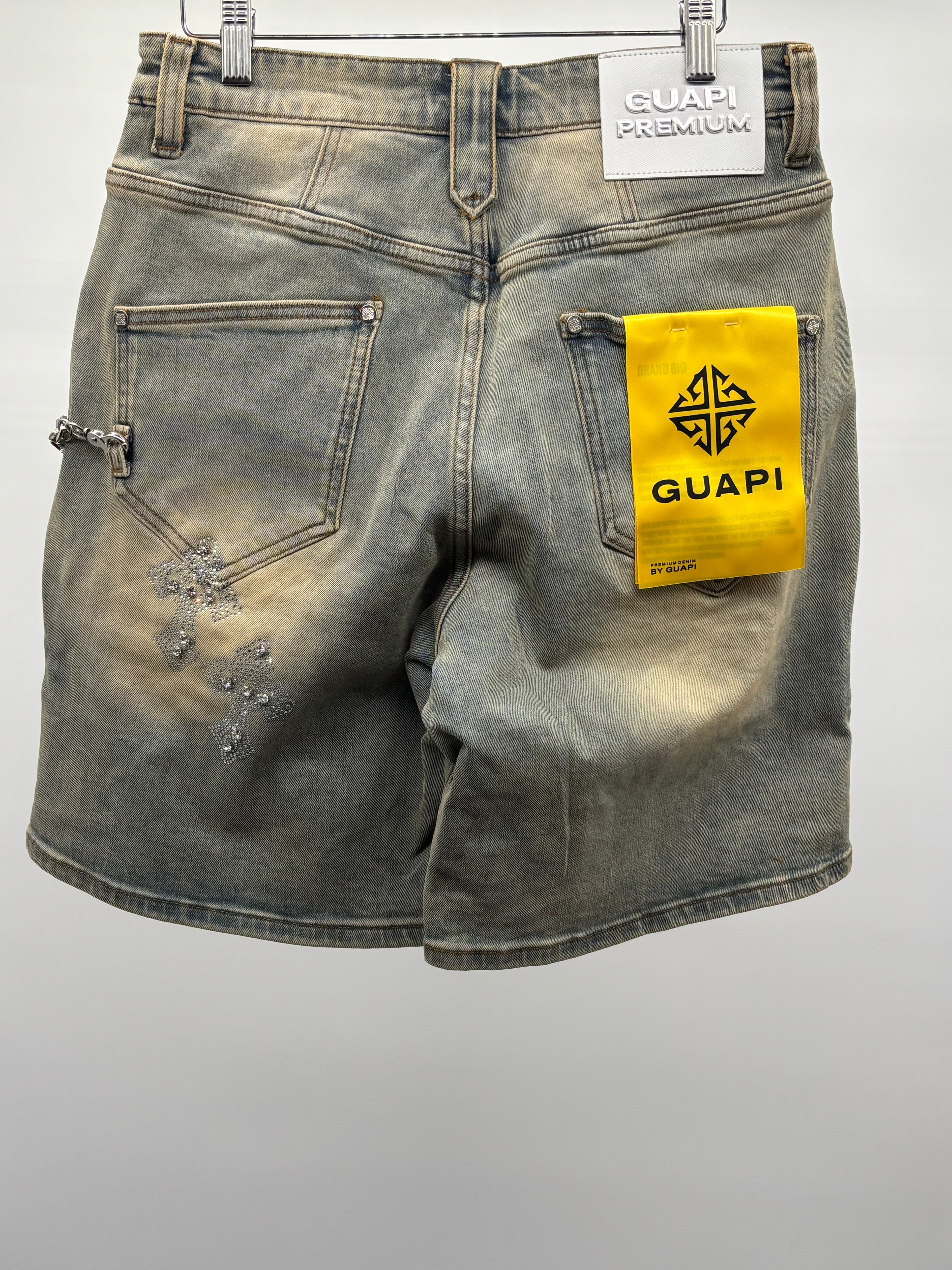 Guapi Faded Cross Denim Shorts