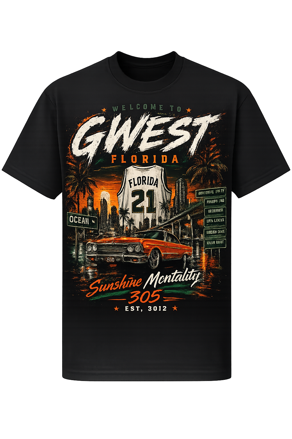 G West FL Heatwave Tee Blk