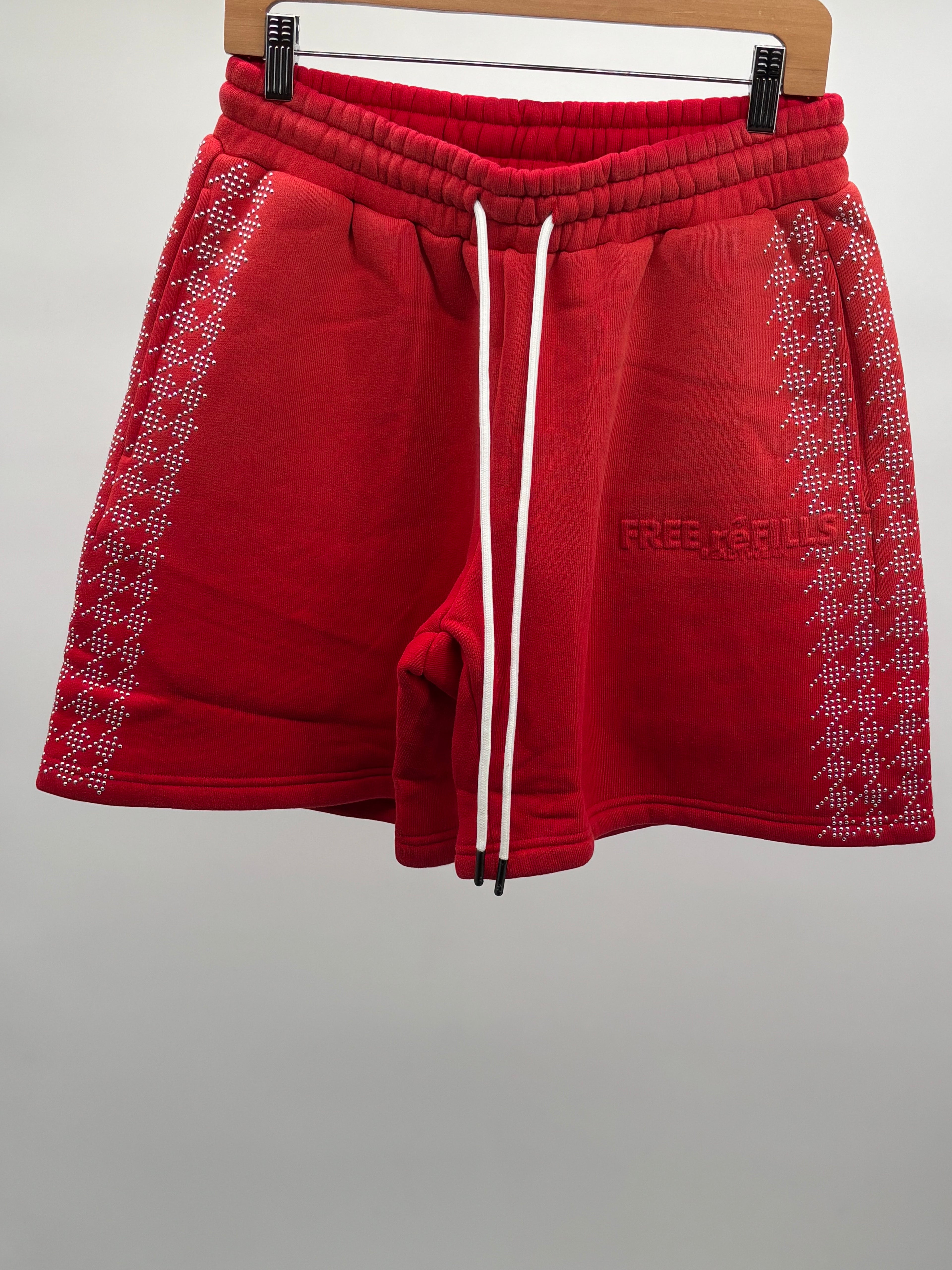 FR Star Stud Fleece Shorts Red