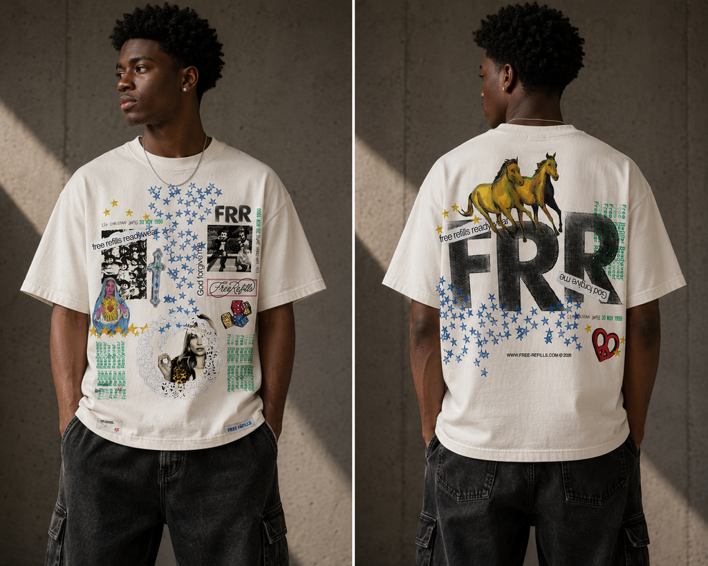 Free Refills Collage Tee Off Wht