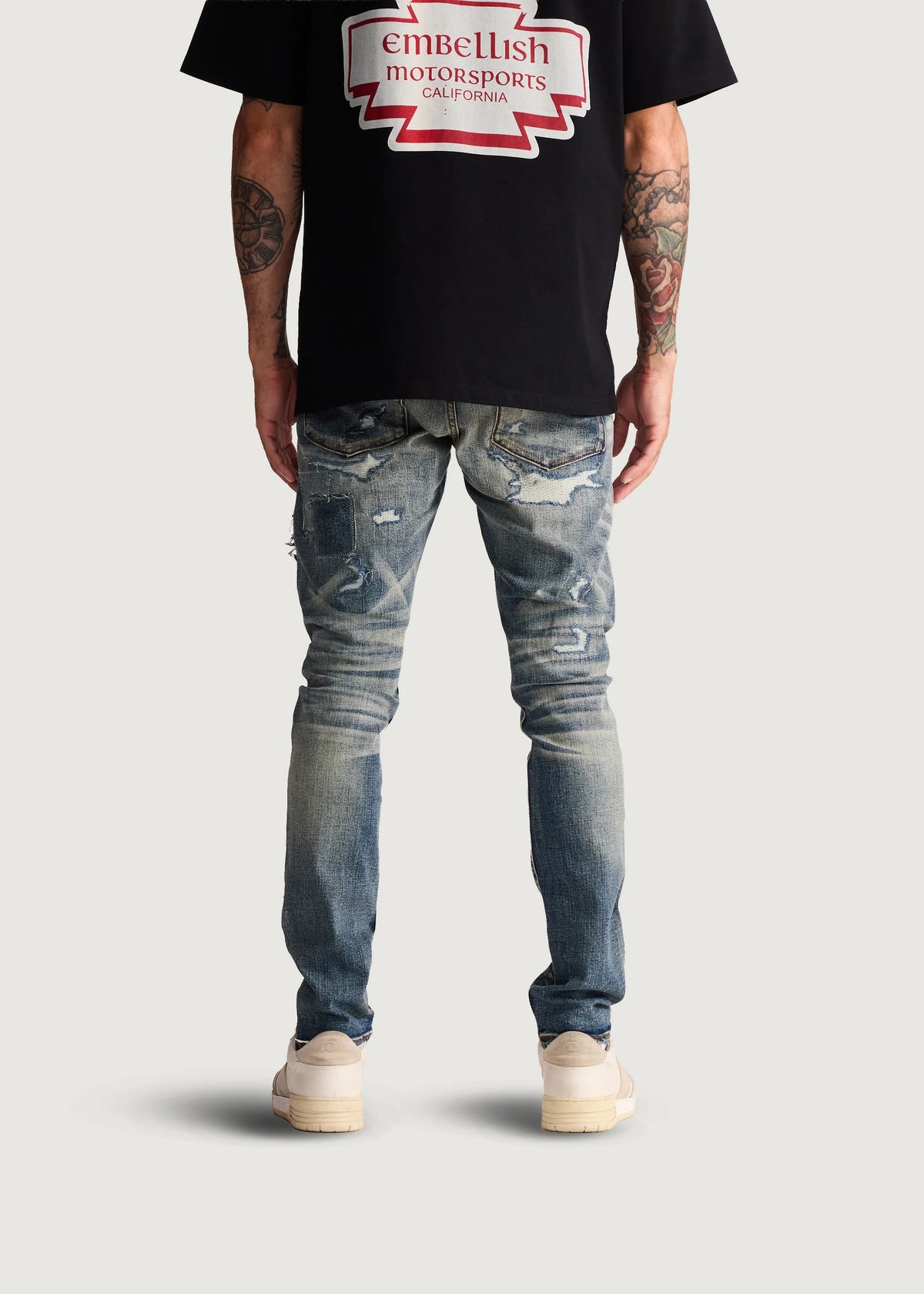 EMB Patched Skinny Jeans