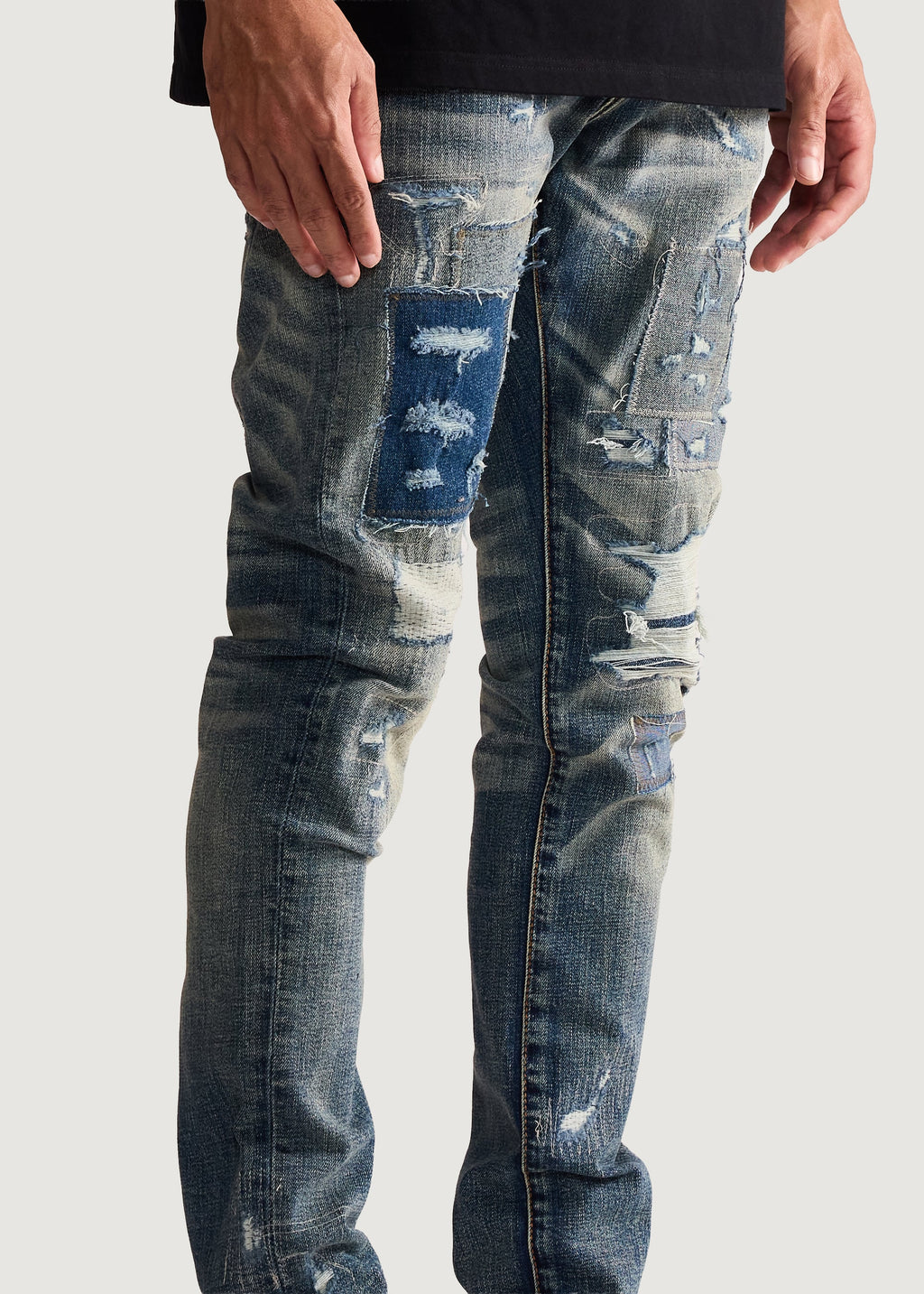 EMB Patched Skinny Jeans