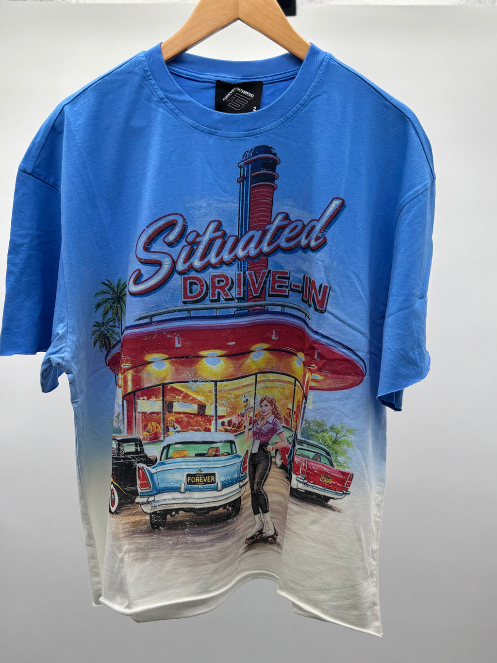Forever Situated Drive In Tee Blue