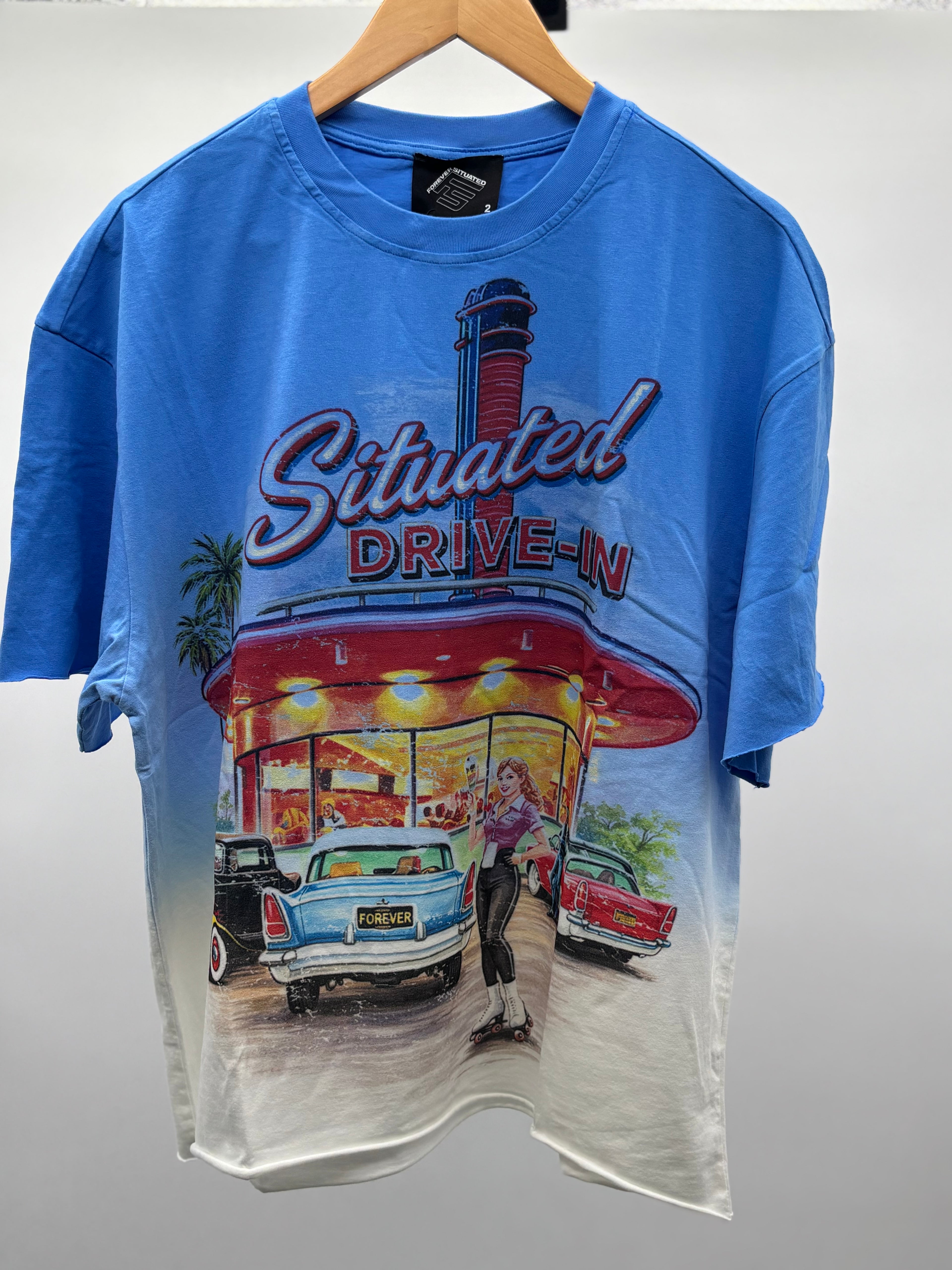 Forever Situated Drive In Tee Blue
