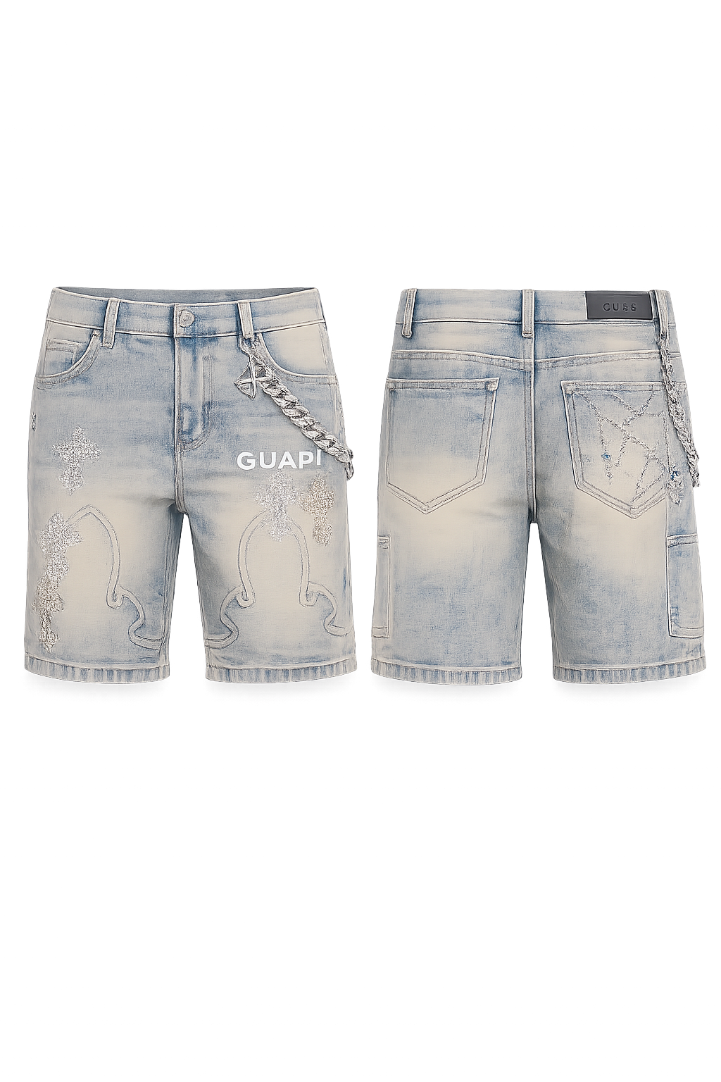 Guapi Faded Cross Denim Shorts