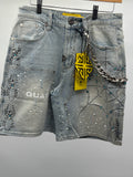 Guapi Aqua Blue Spider Denim Shorts