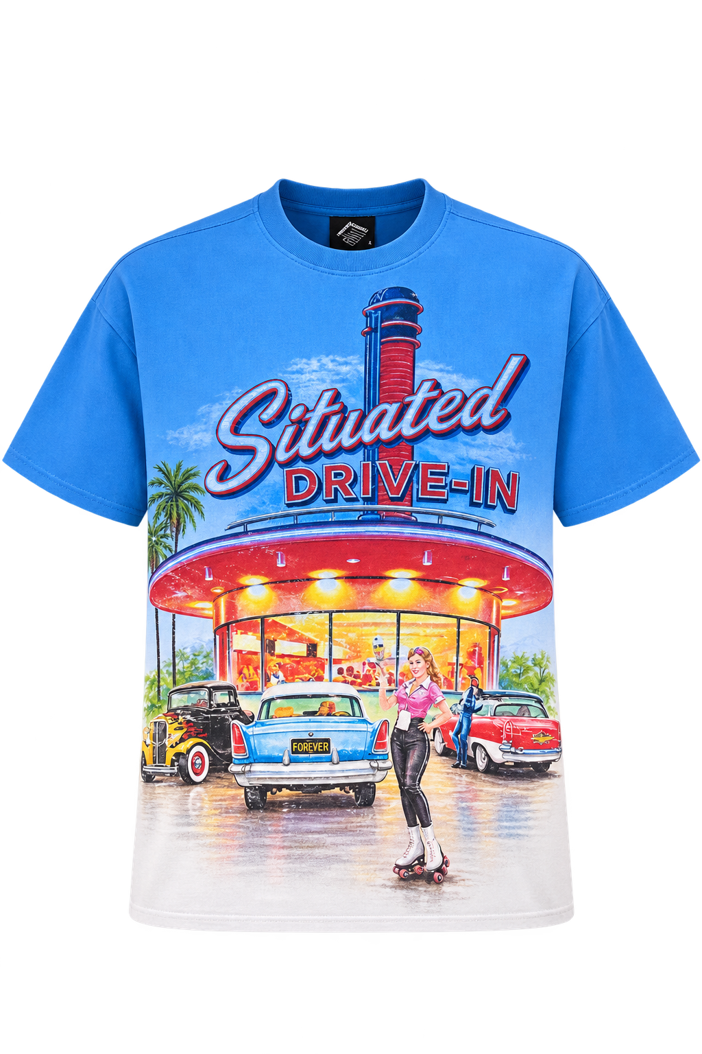 Forever Situated Drive In Tee Blue