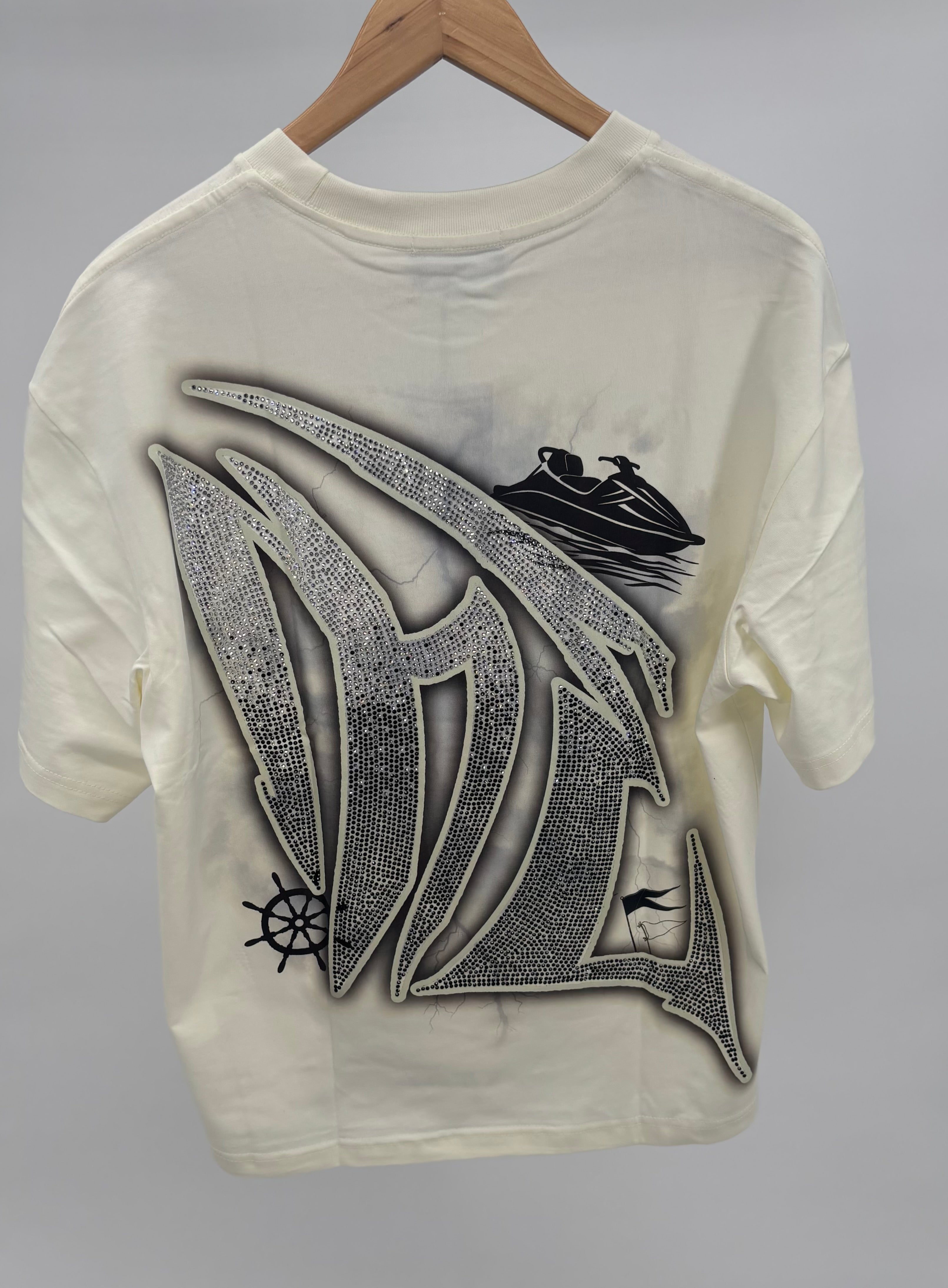 M.E. Jetski Rhinestone Tee Crm