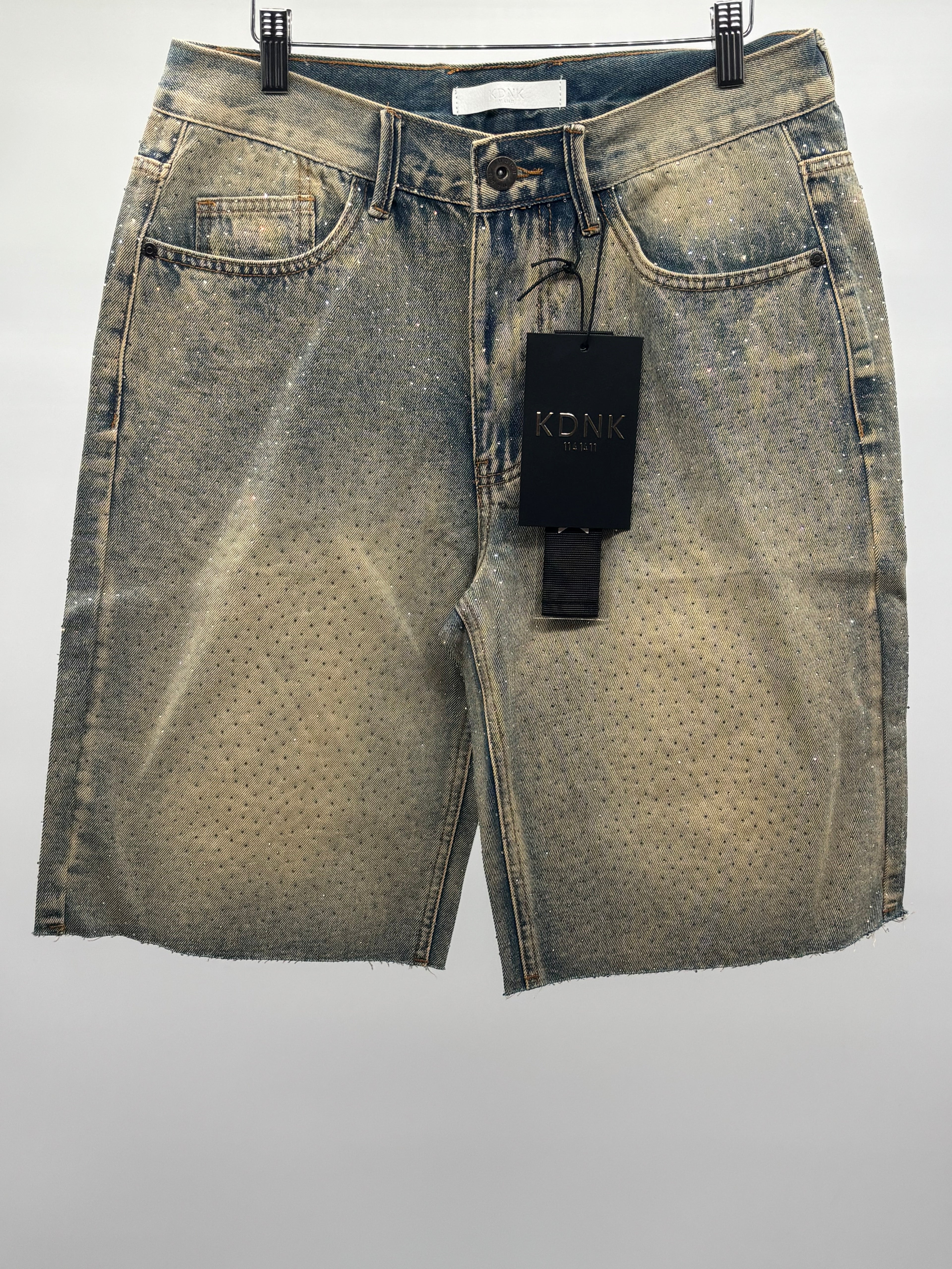 KDNK Rhinestone Shorts Blue