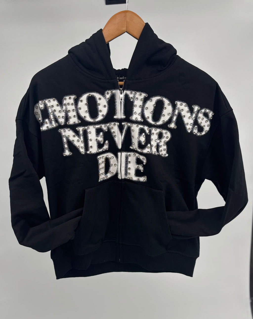 M.E. End Rhinestone Hoodie Blk