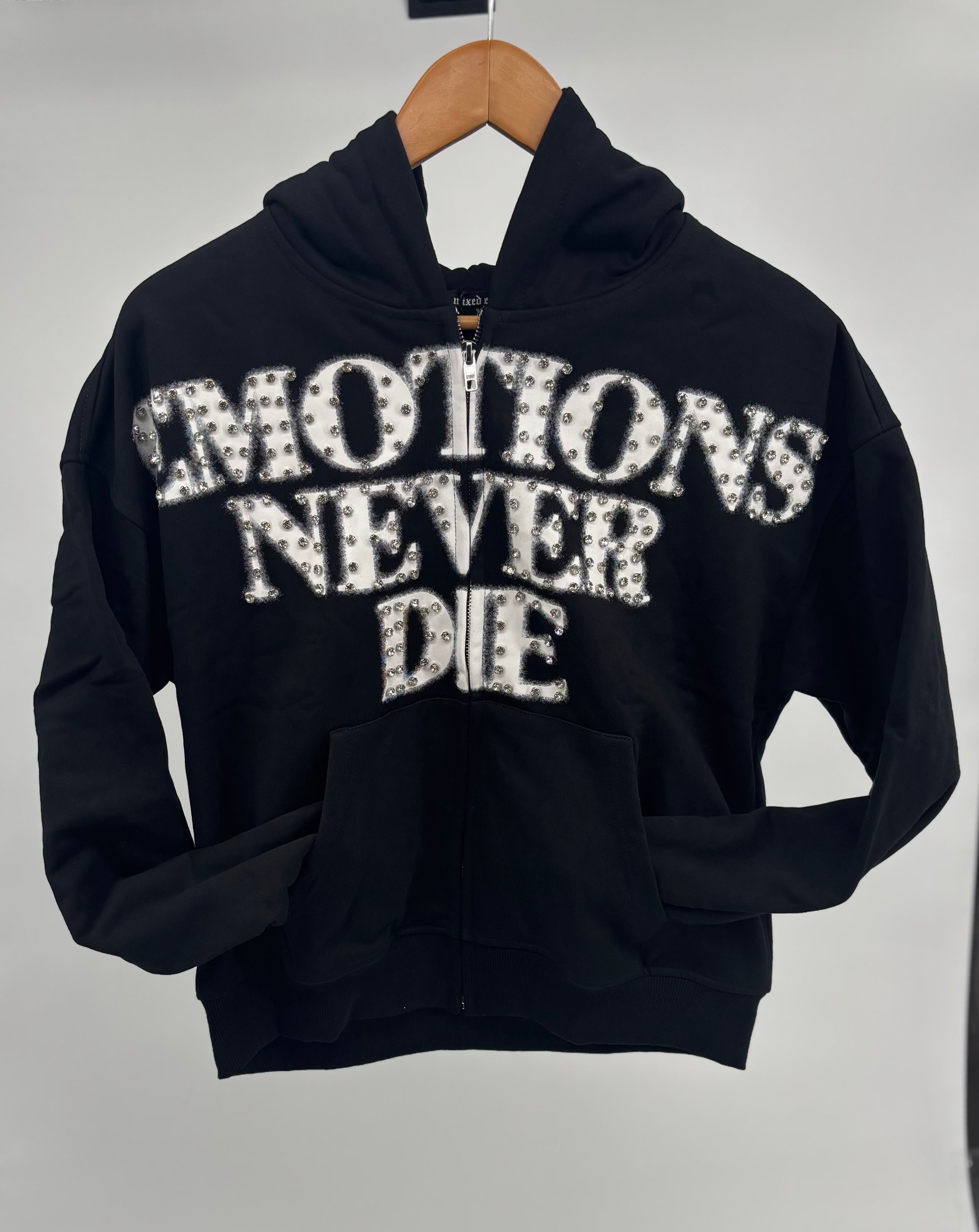 M.E. End Rhinestone Hoodie Blk