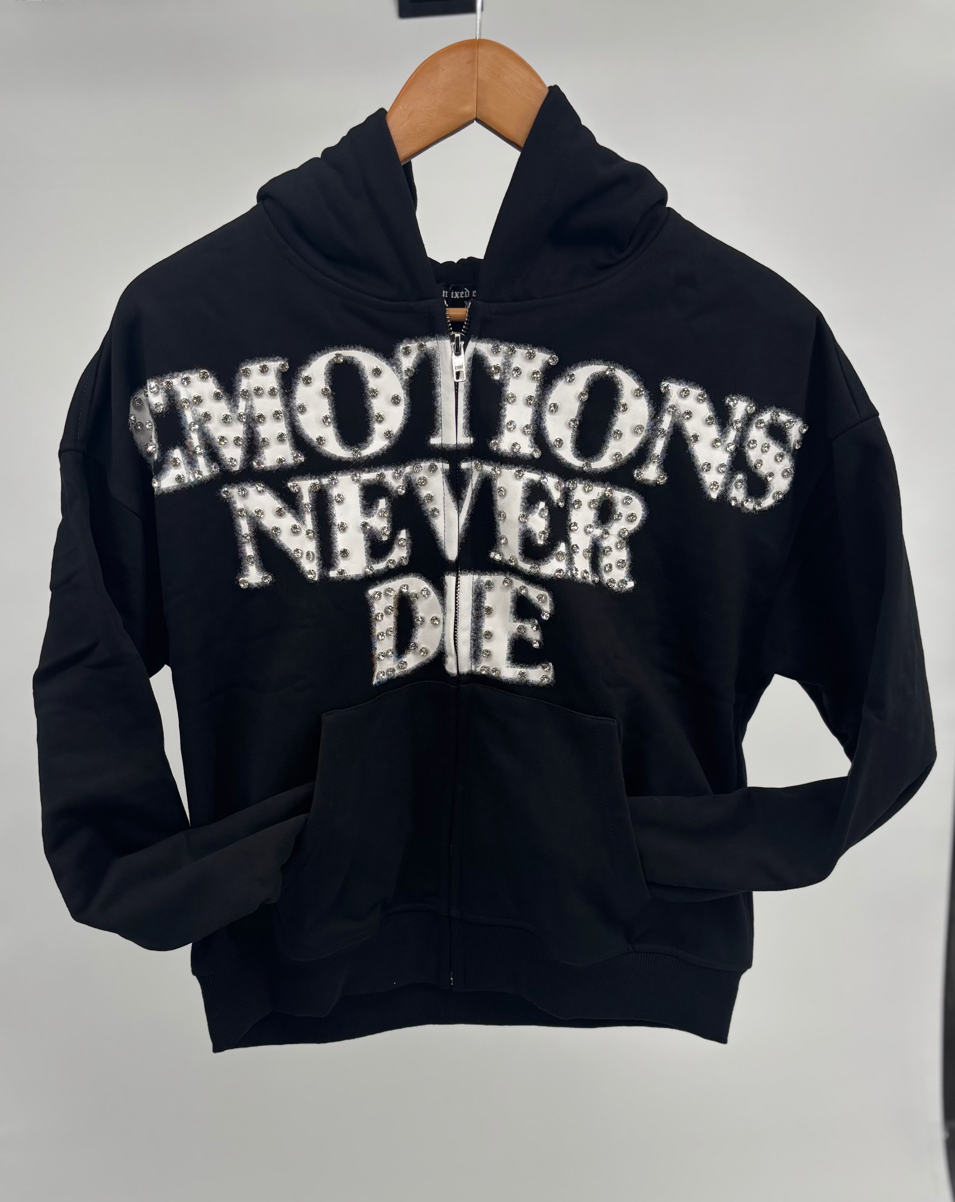 M.E. End Rhinestone Hoodie Blk