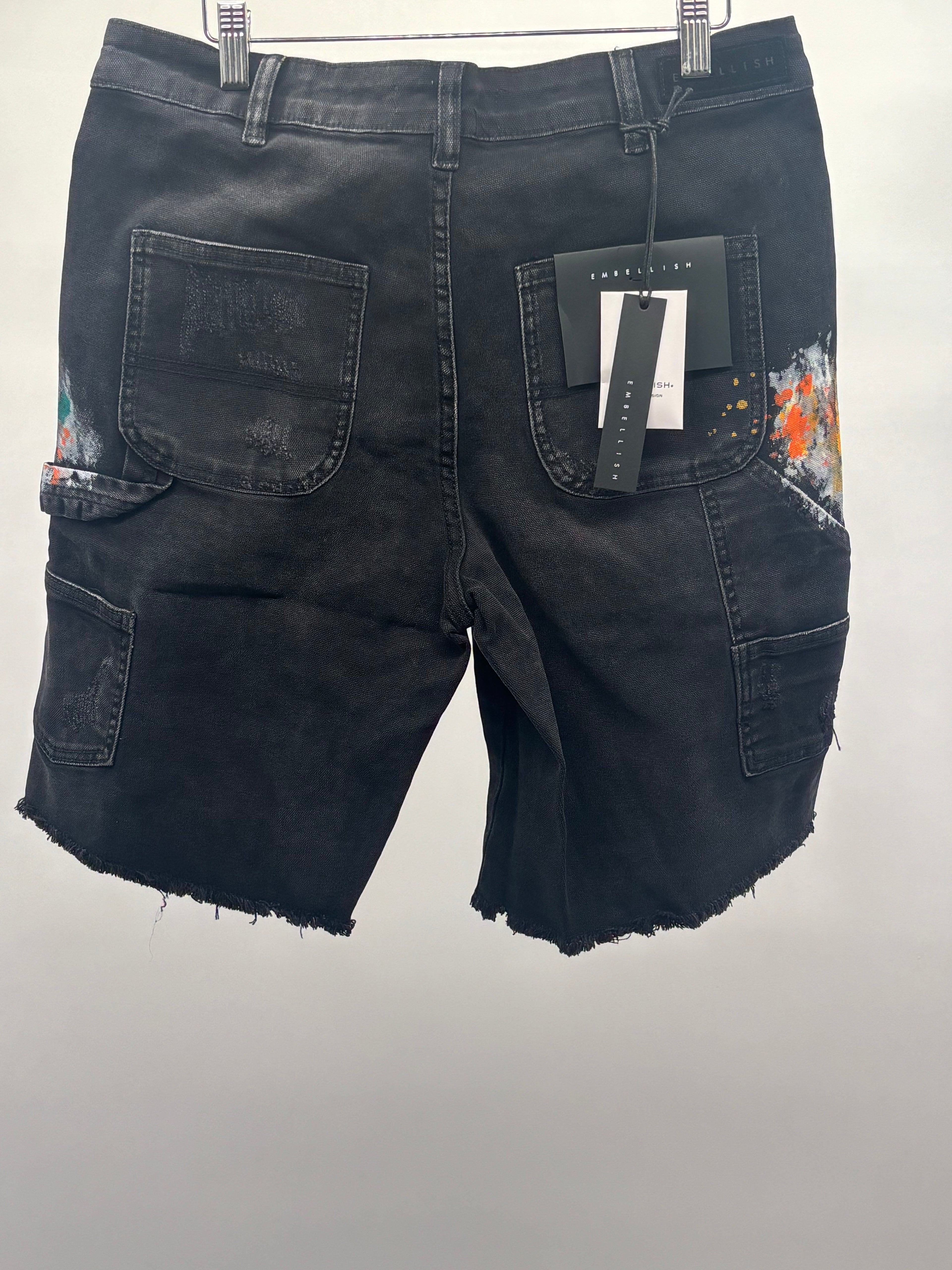 Embellish Spray Paint Jorts Blk