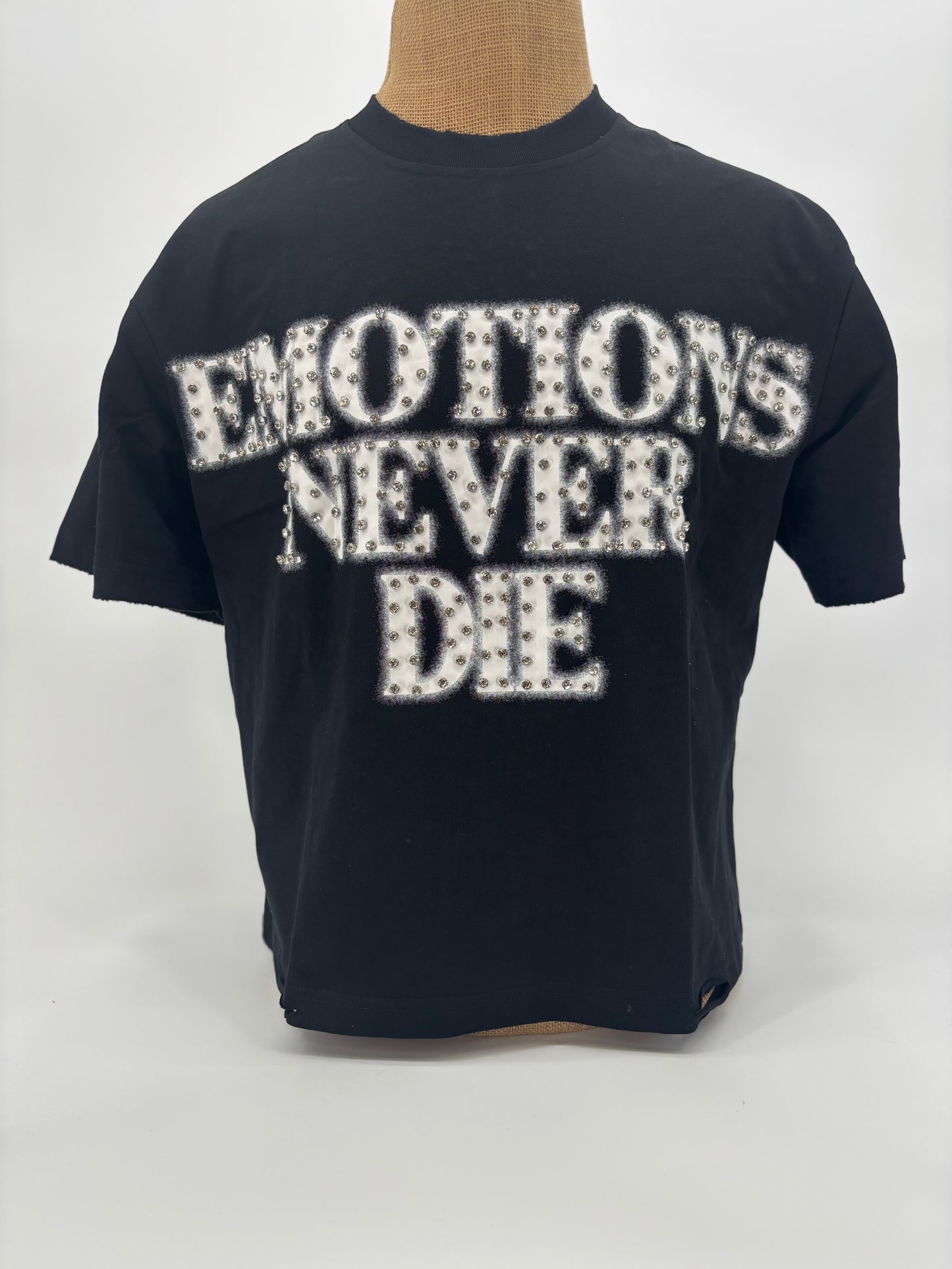 Mixed Emotions End Rhinestone Tee Blk