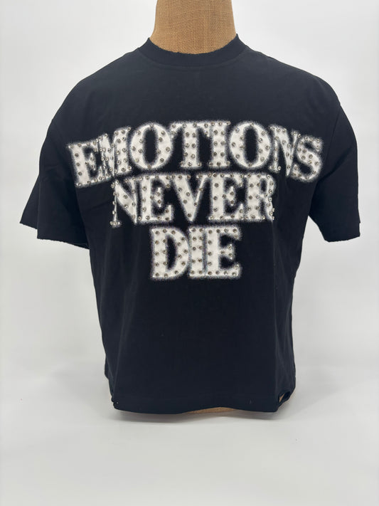 Mixed Emotions End Rhinestone Tee Blk