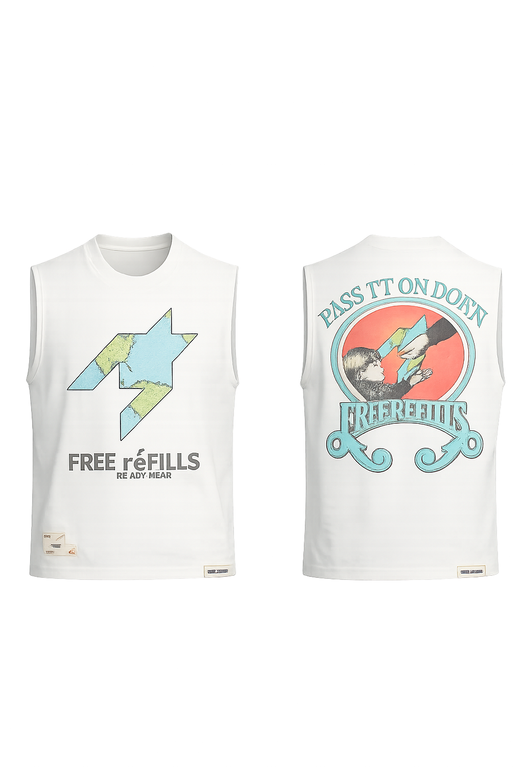 Free Refills Charity Cut Off Tee Off Wht