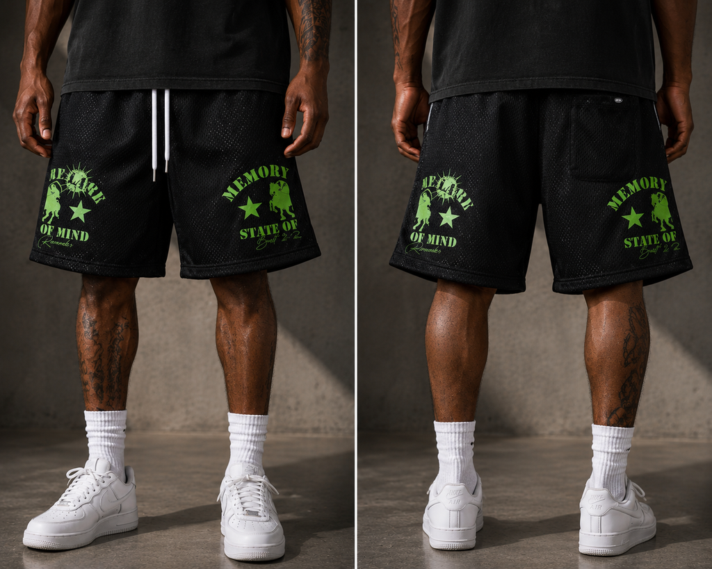 Memory Lane Mesh Double Layer Shorts Blk
