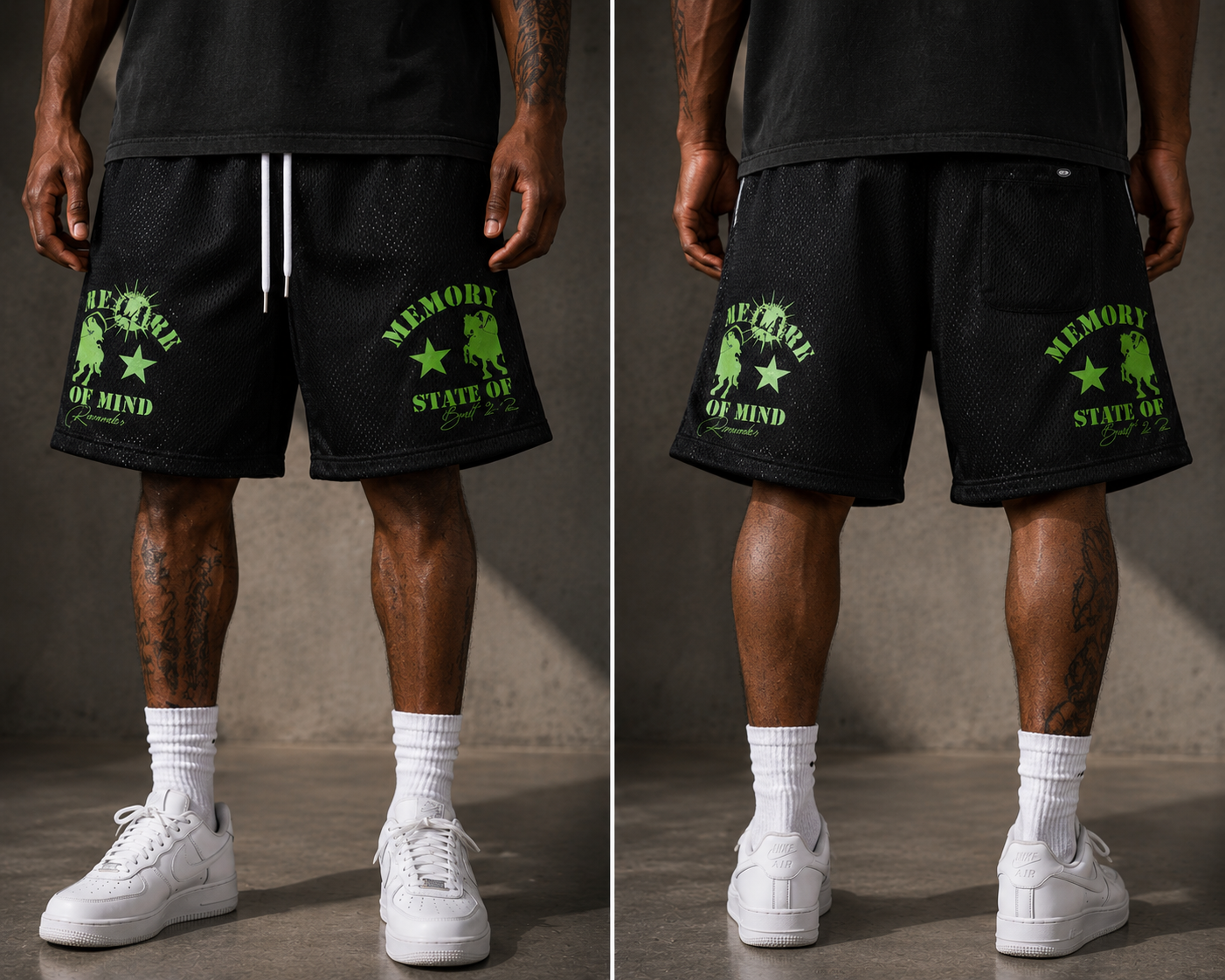 Memory Lane Mesh Double Layer Shorts Blk