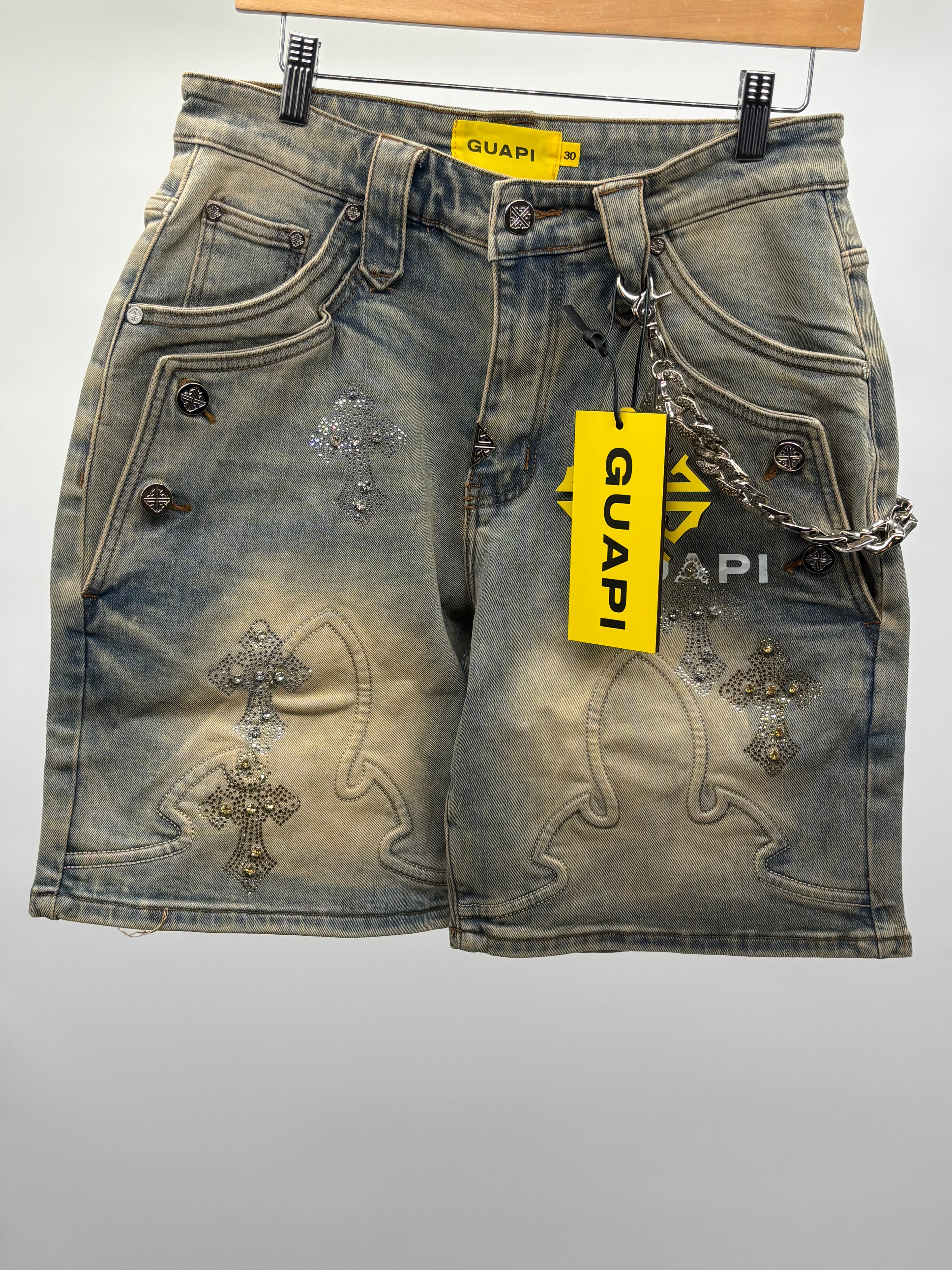Guapi Faded Cross Denim Shorts