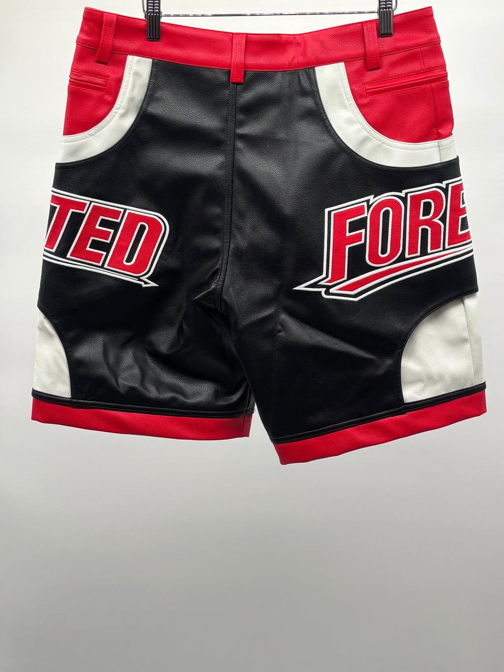 Forever Situated Leather Shorts Blk Red