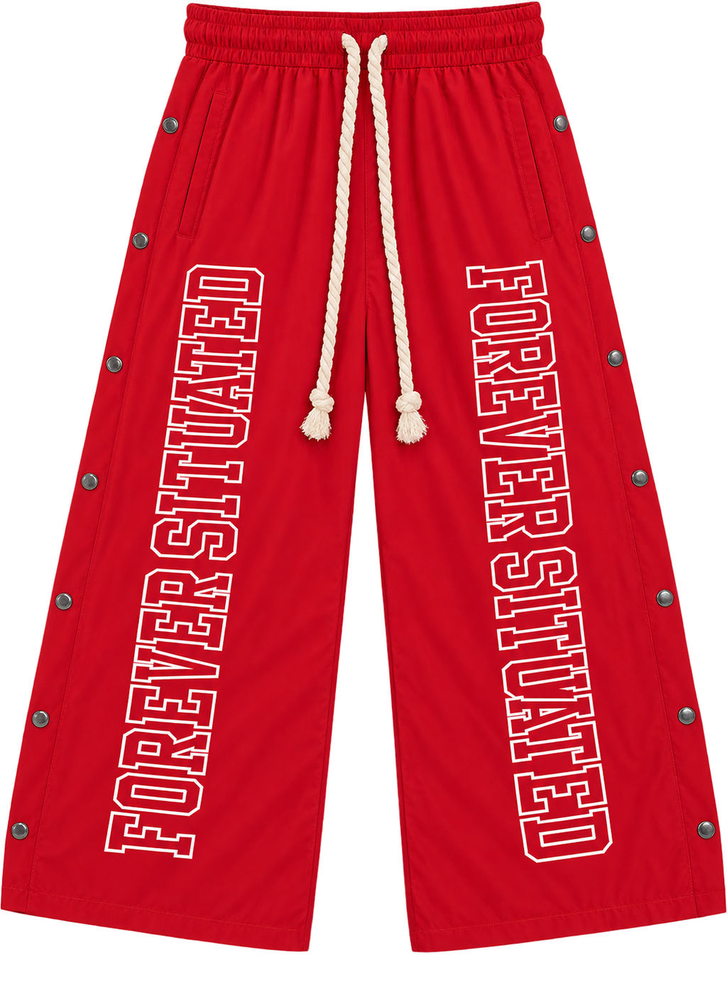 Forever Situated Nylon Track Pants Red