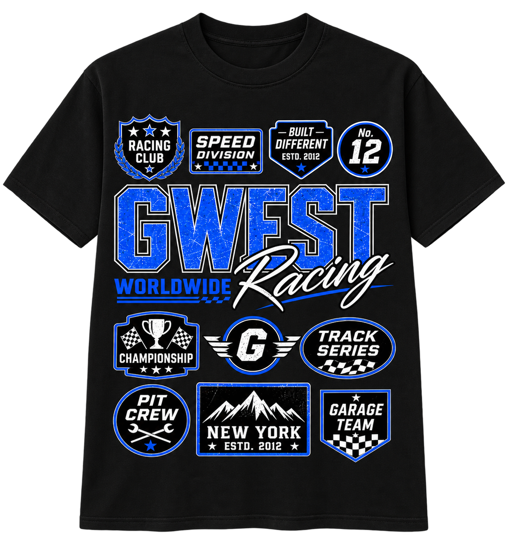 GWest Worldwide Racing Tee Blk Blue Wht