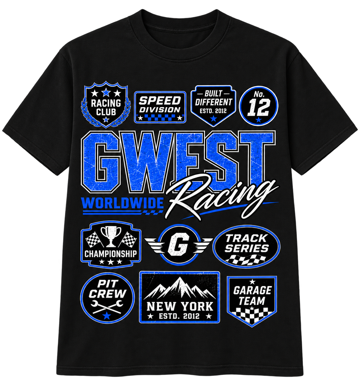 GWest Worldwide Racing Tee Blk Blue Wht