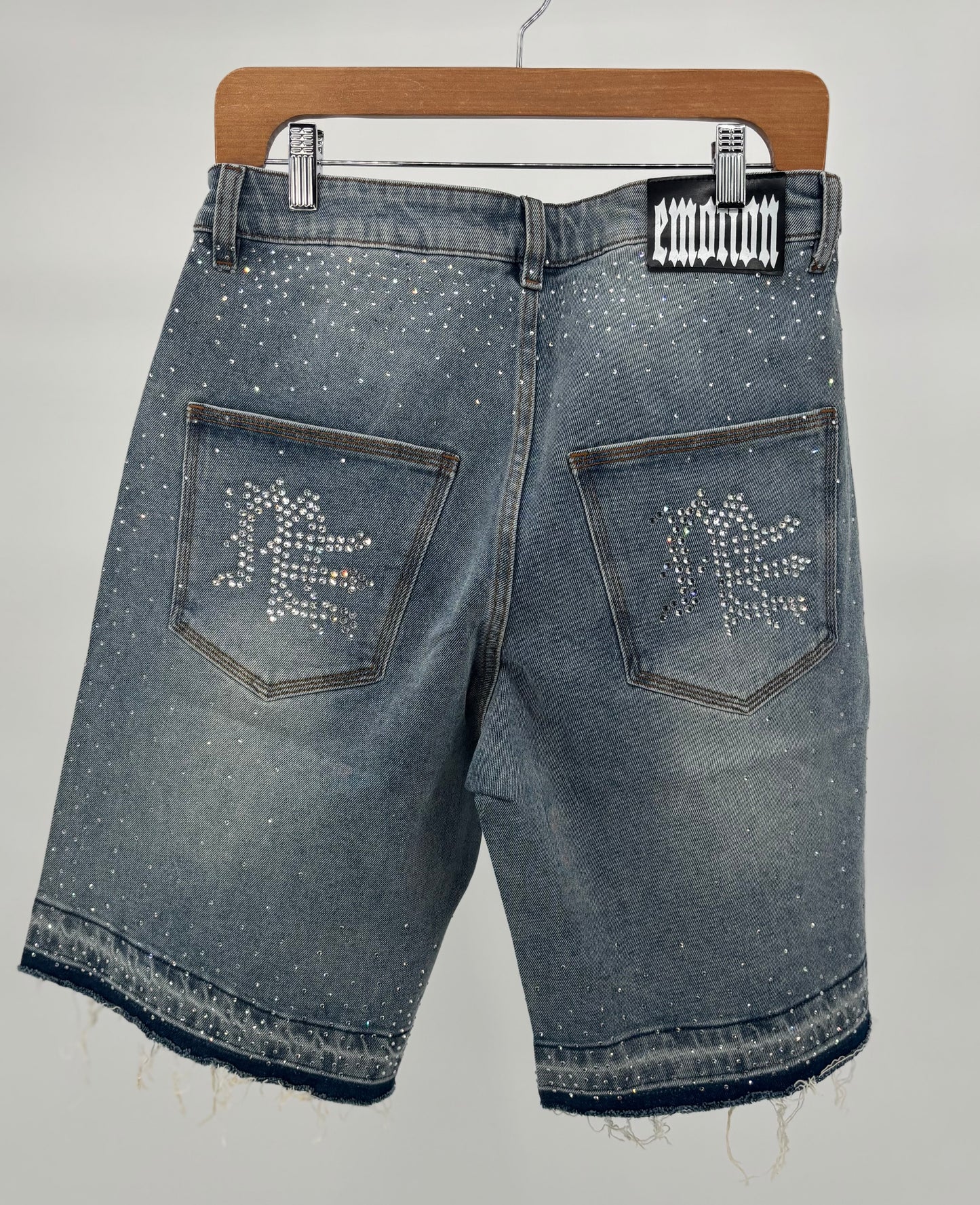 ME Rhinestone Blue Denim Shorts