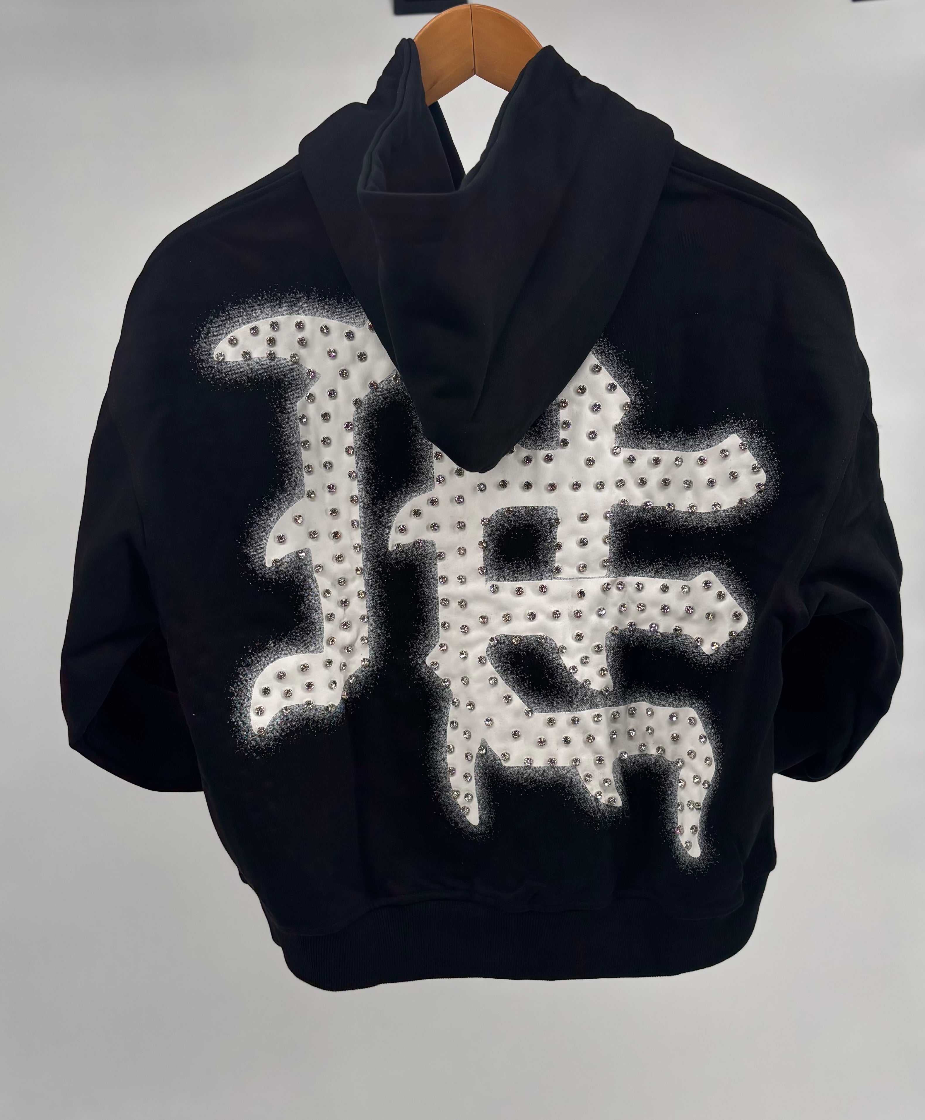 M.E. End Rhinestone Hoodie Blk