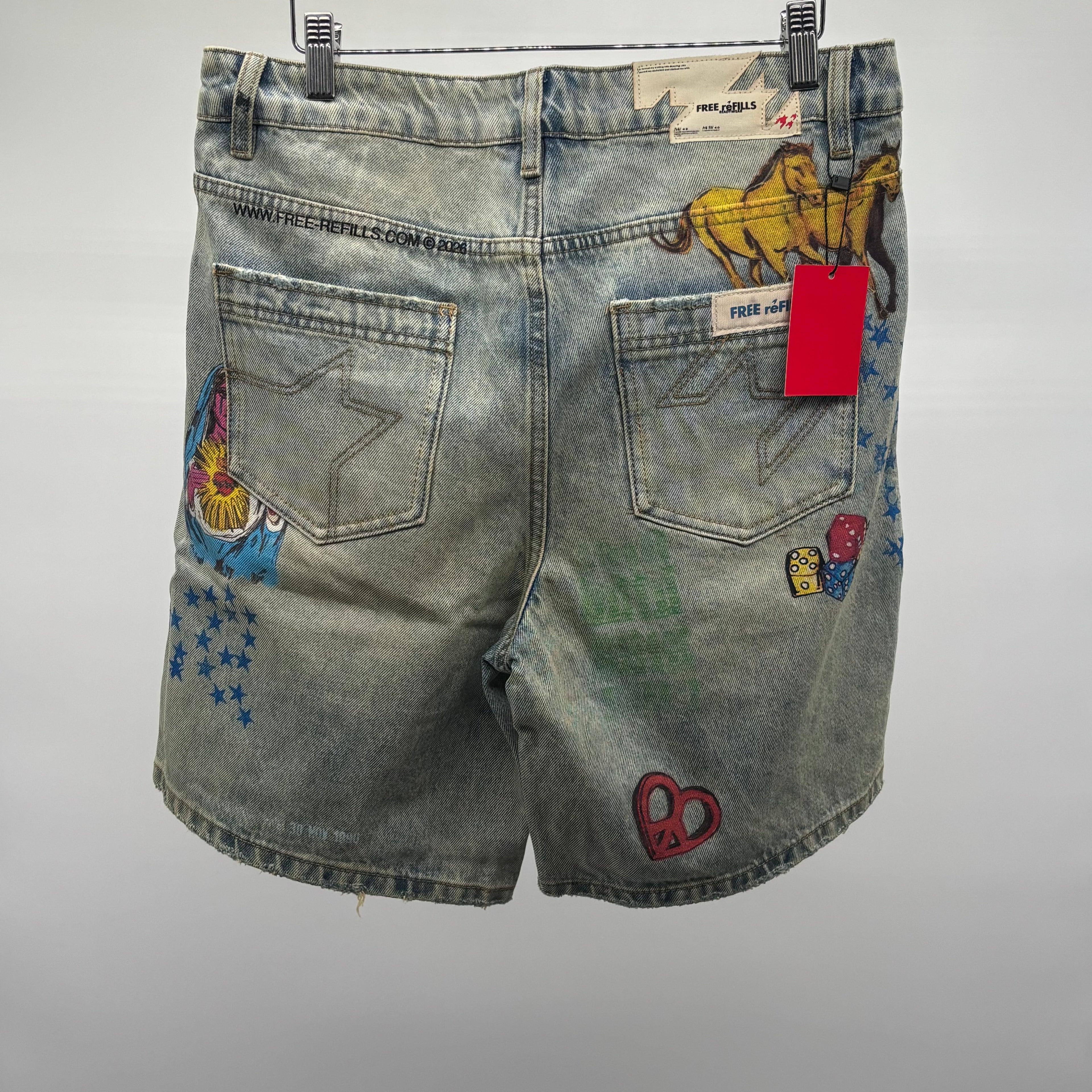Free Refills Collage Jorts Lt Blue