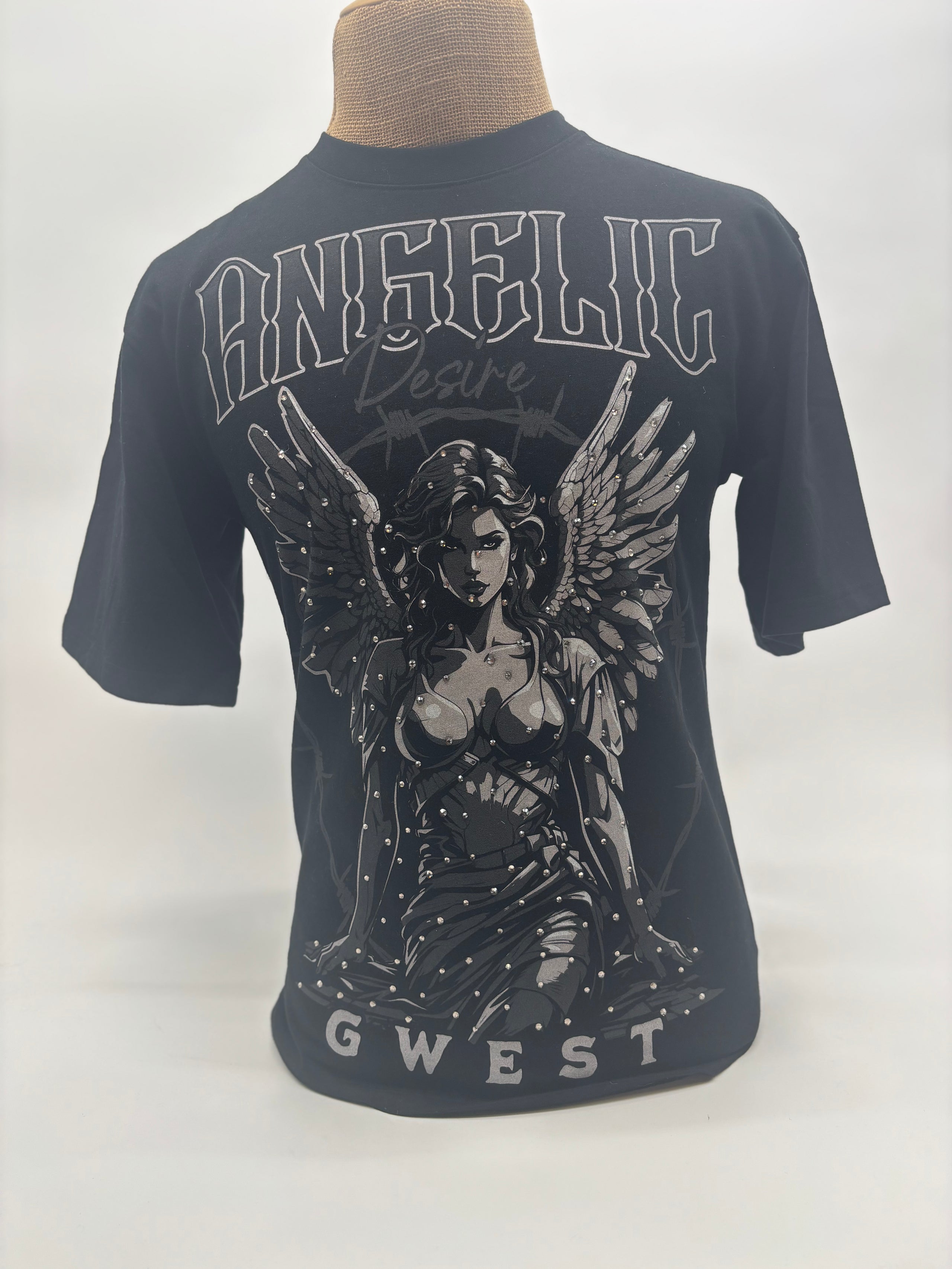 GWest Rhinestone Blessing Tee Blk