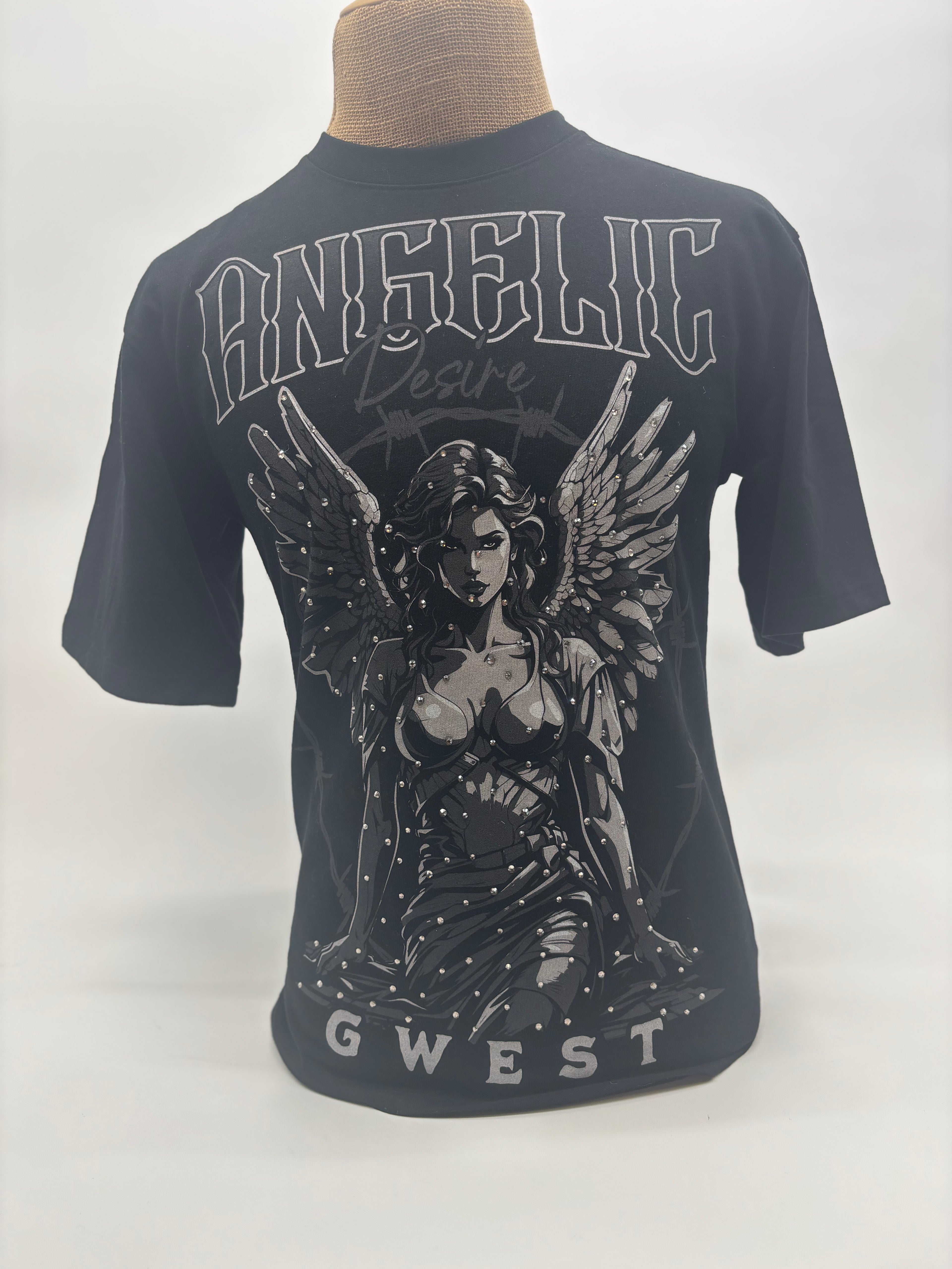 GWest Rhinestone Blessing Tee Blk