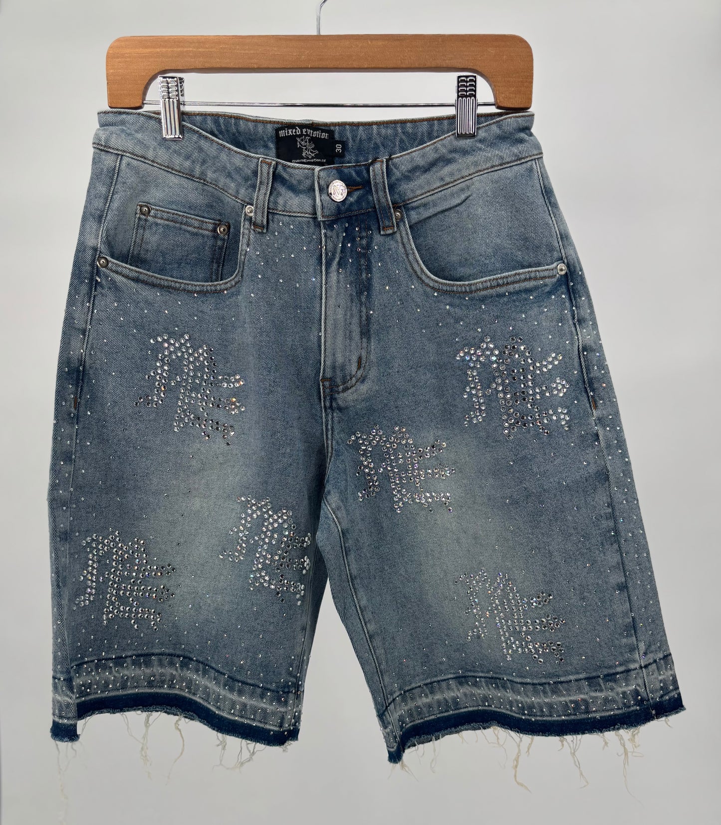 ME Rhinestone Blue Denim Shorts