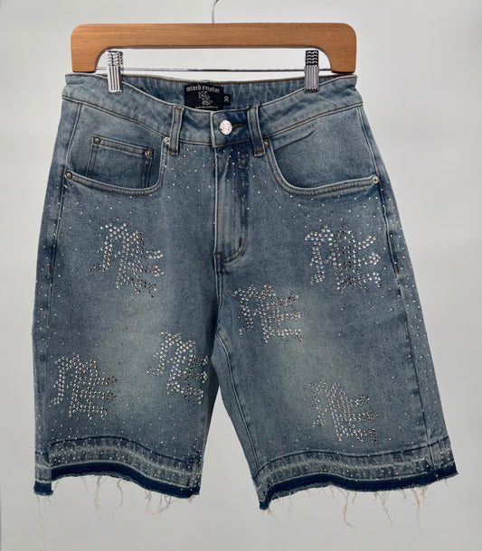 ME Rhinestone Blue Denim Shorts