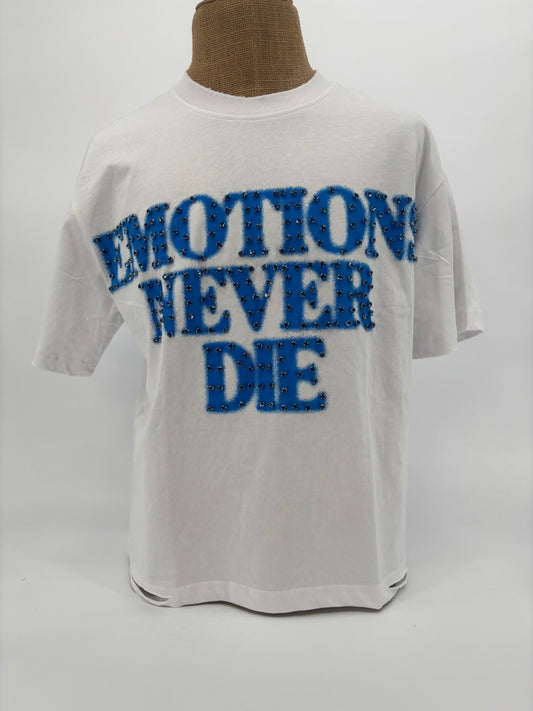 Mixed Emotions End Rhinestone Tee Blue