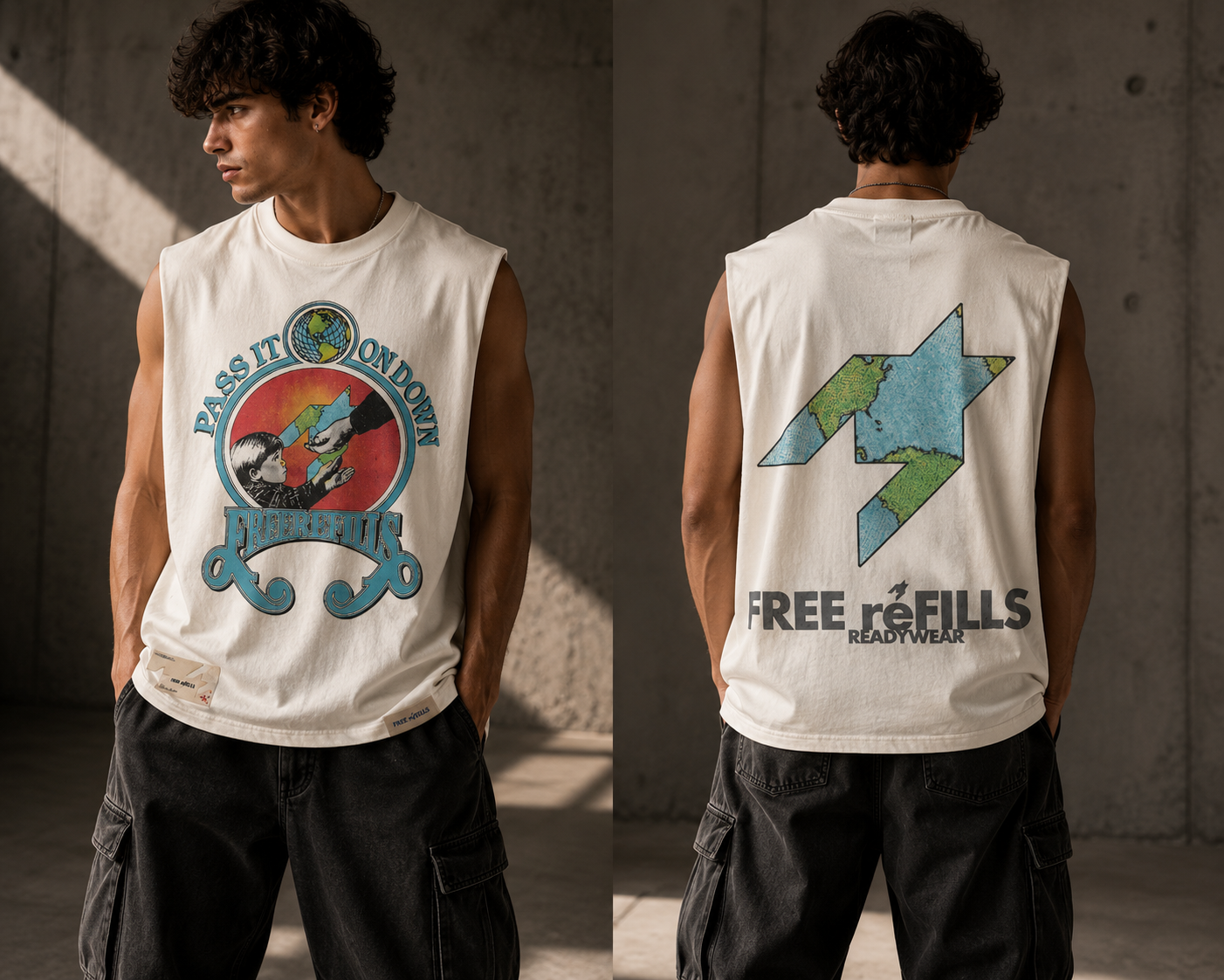 Free Refills Charity Cut Off Tee Off Wht