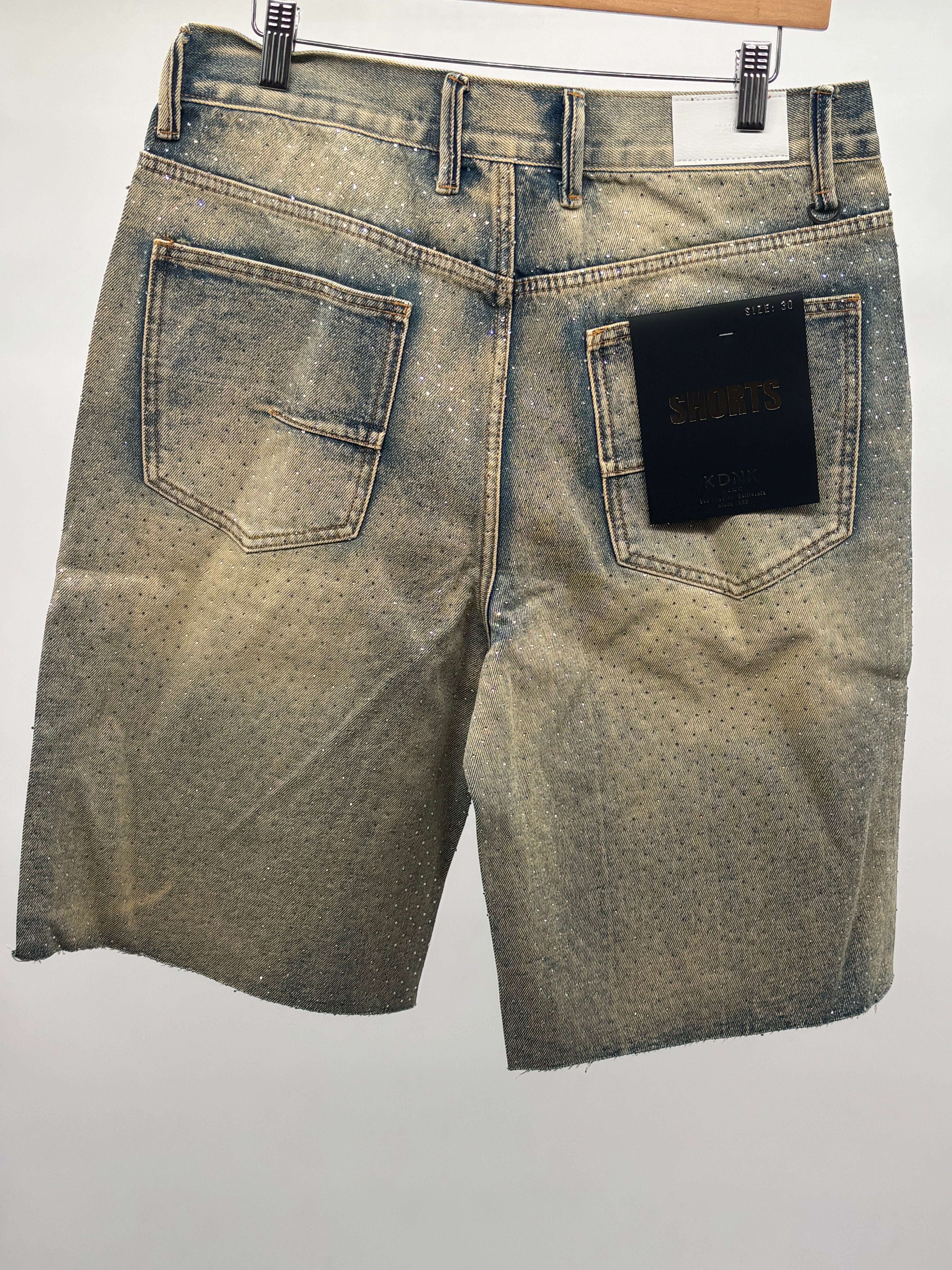 KDNK Rhinestone Shorts Blue
