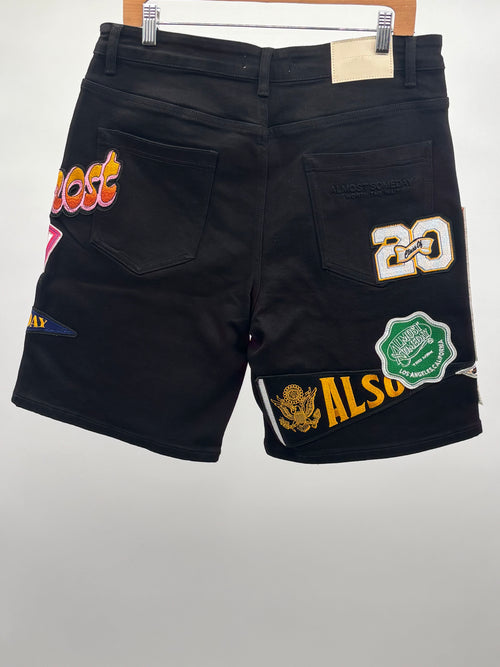 ALSO Pennant Denim Shorts Blk