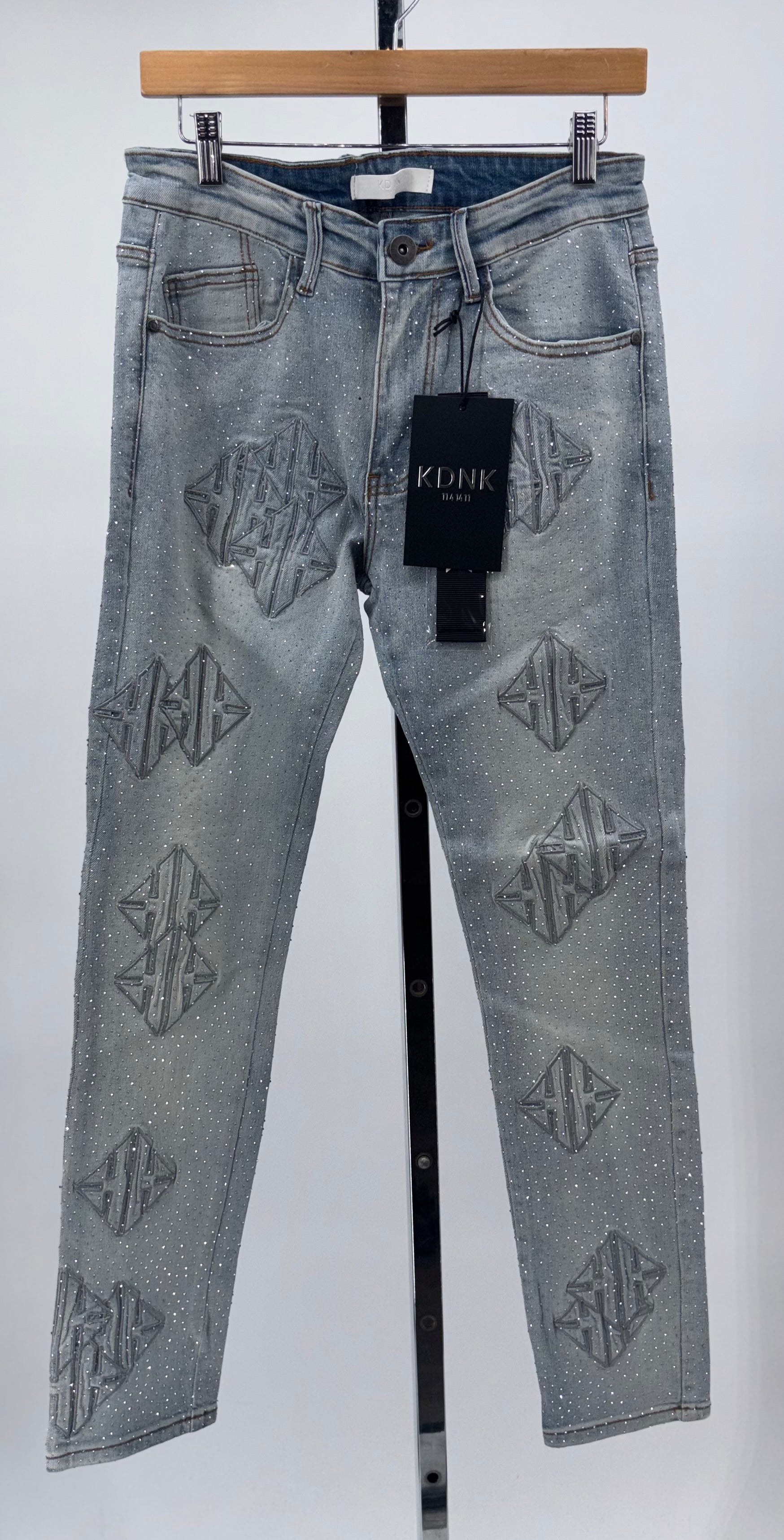 KDNK Patch Rhinestone Pants Blue