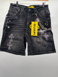 Guapi Obsidian Blk Cross Denim Shorts