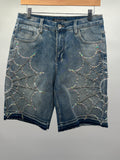 Embellish Crystal Web Jorts Blue