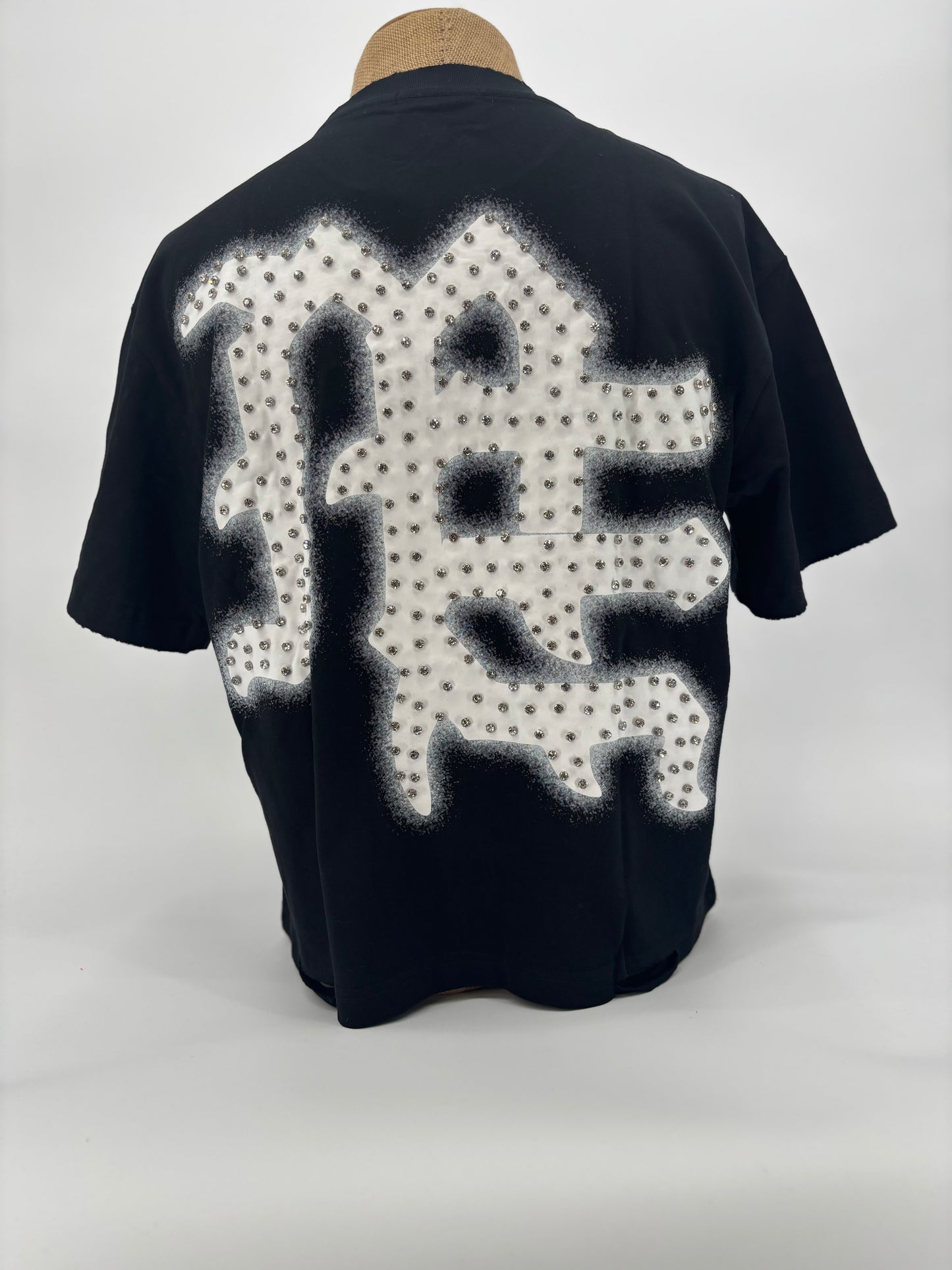 Mixed Emotions End Rhinestone Tee Blk