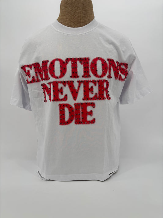 Mixed Emotions End Rhinestone Tee Red