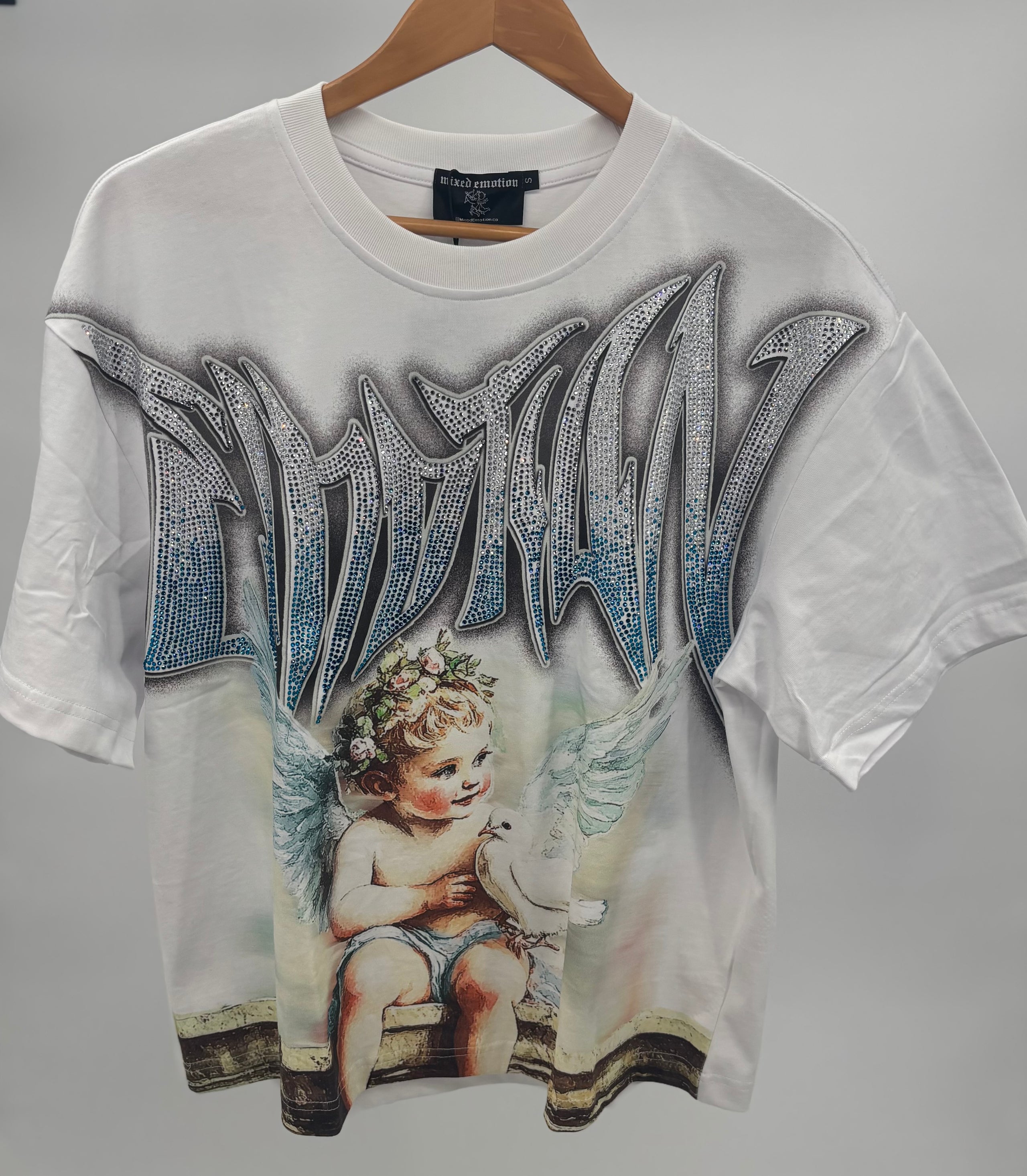 M.E. Dove Rhinestone Tee Wht