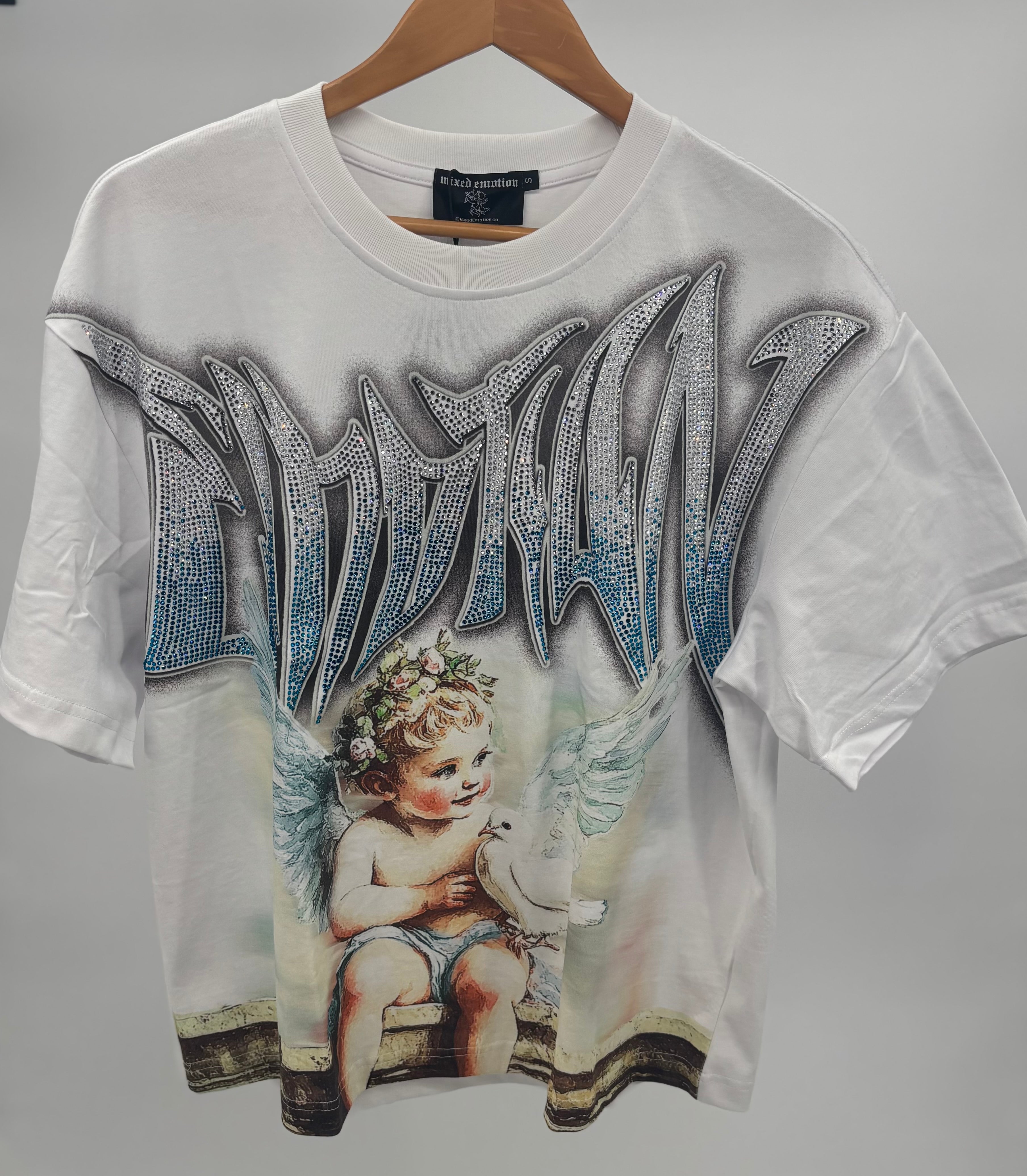 M.E. Dove Rhinestone Tee Wht