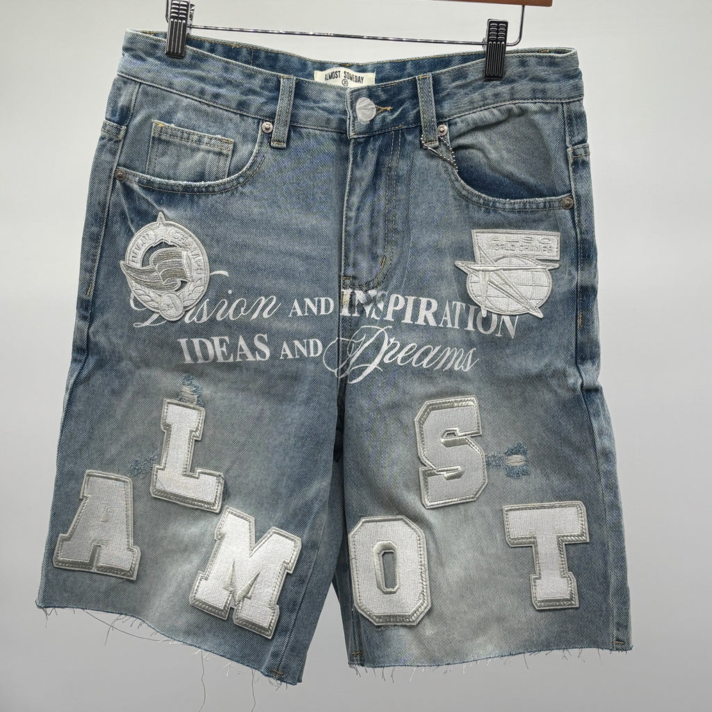 ALSO Letterman Denim Jort Blue