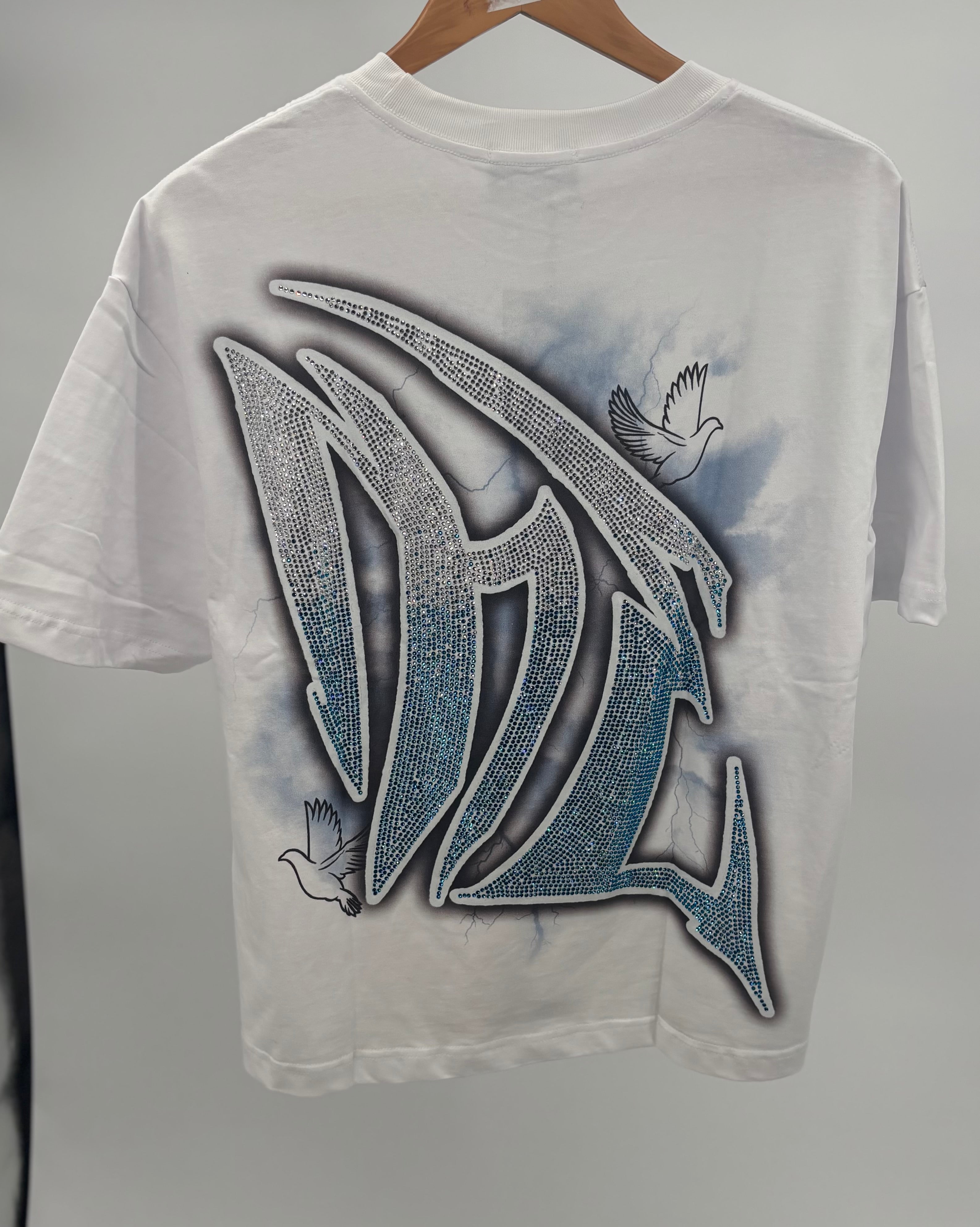 M.E. Dove Rhinestone Tee Wht